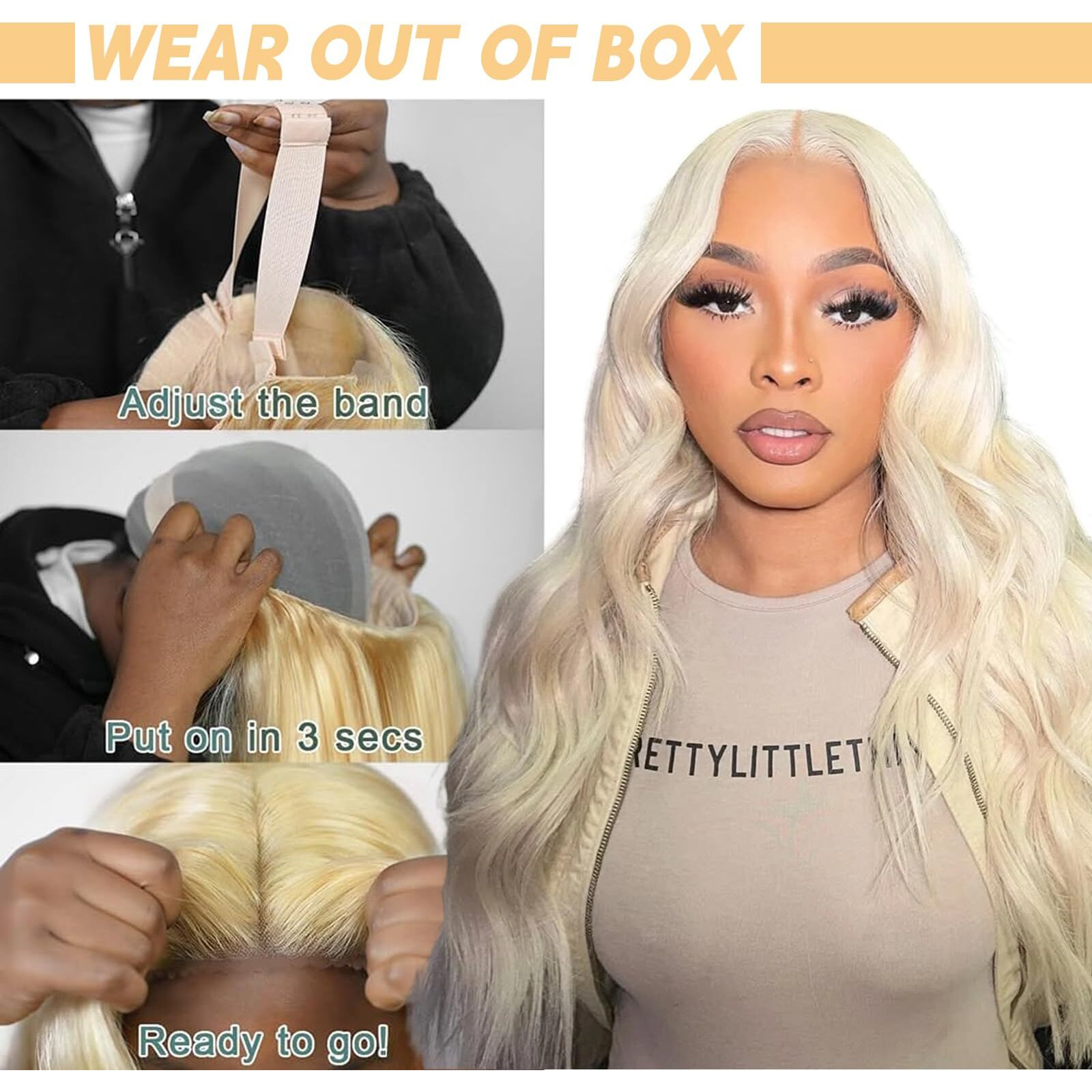 613 Lace Front Wig Human Hair 200 Density Blonde Glueless Wigs Pre Cut 34 Inch Blonde Wig Pre Plucked With Baby Hair Body Wave 4X4 Lace Closure Wigs For Women
