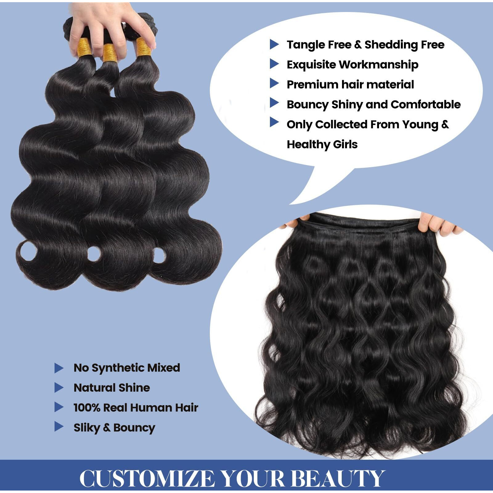 Human Hair Bundles With Closure Body Wave (20 22 24+18) 100% Unprocessed Brazilian Virgin Human Hair Weave Extensions 3 Bundles With 4X4 Hd Transparent Lace Clsoure