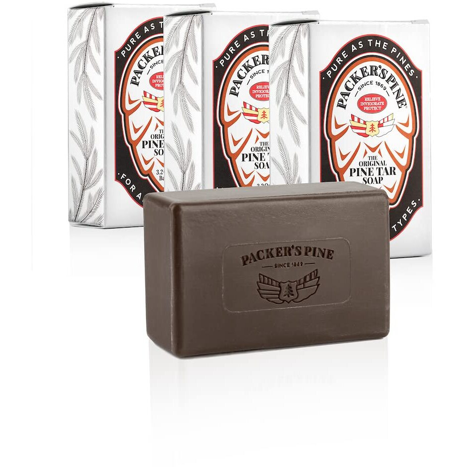 Packer's Pine Tar Soap | The Original Mens Body Soap Made With Natural Pine Tar And Pine Oils | All Natural Mens | Paraben, Sulfate, And Creosote Free (3 Pack)