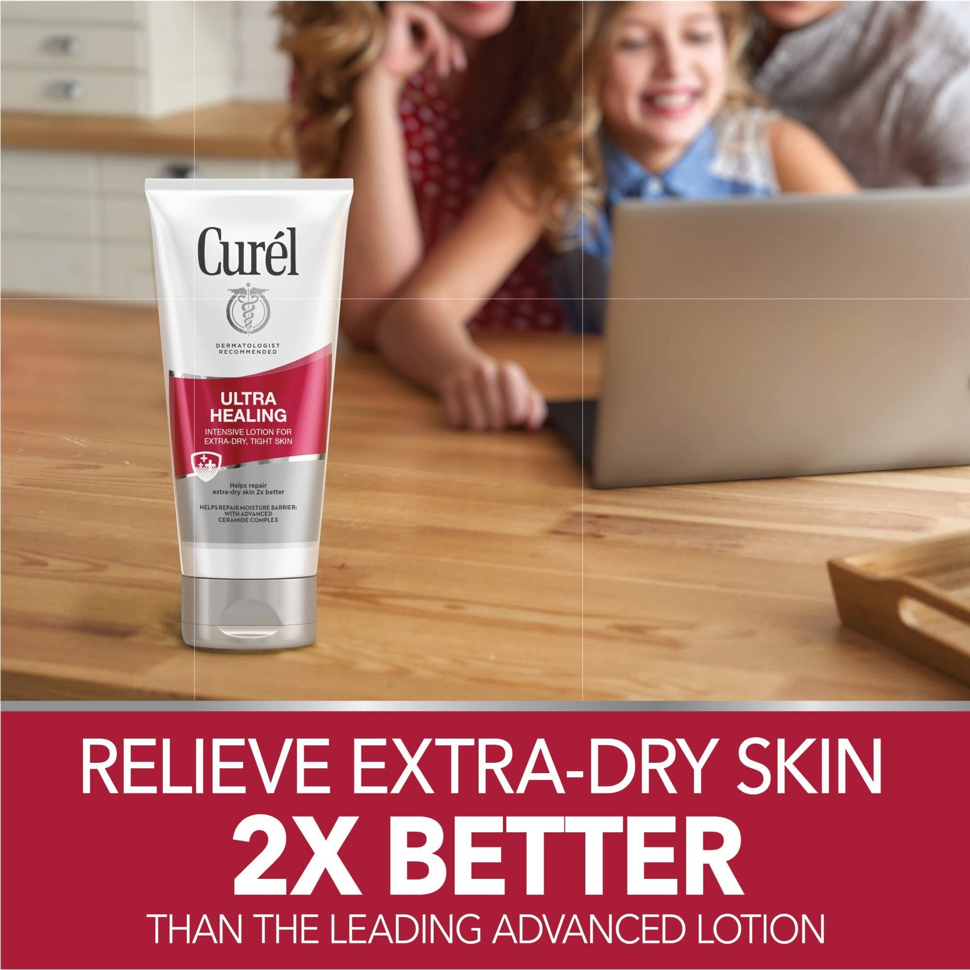 Curel Ultra Healing Intensive Fragrance-Free Lotion For Extra-Dry Skin, Ideal For Sensitive Skin, Cruelty Free, Paraben Free, Dermatologist Recommended, 6 Oz, Pack Of 3