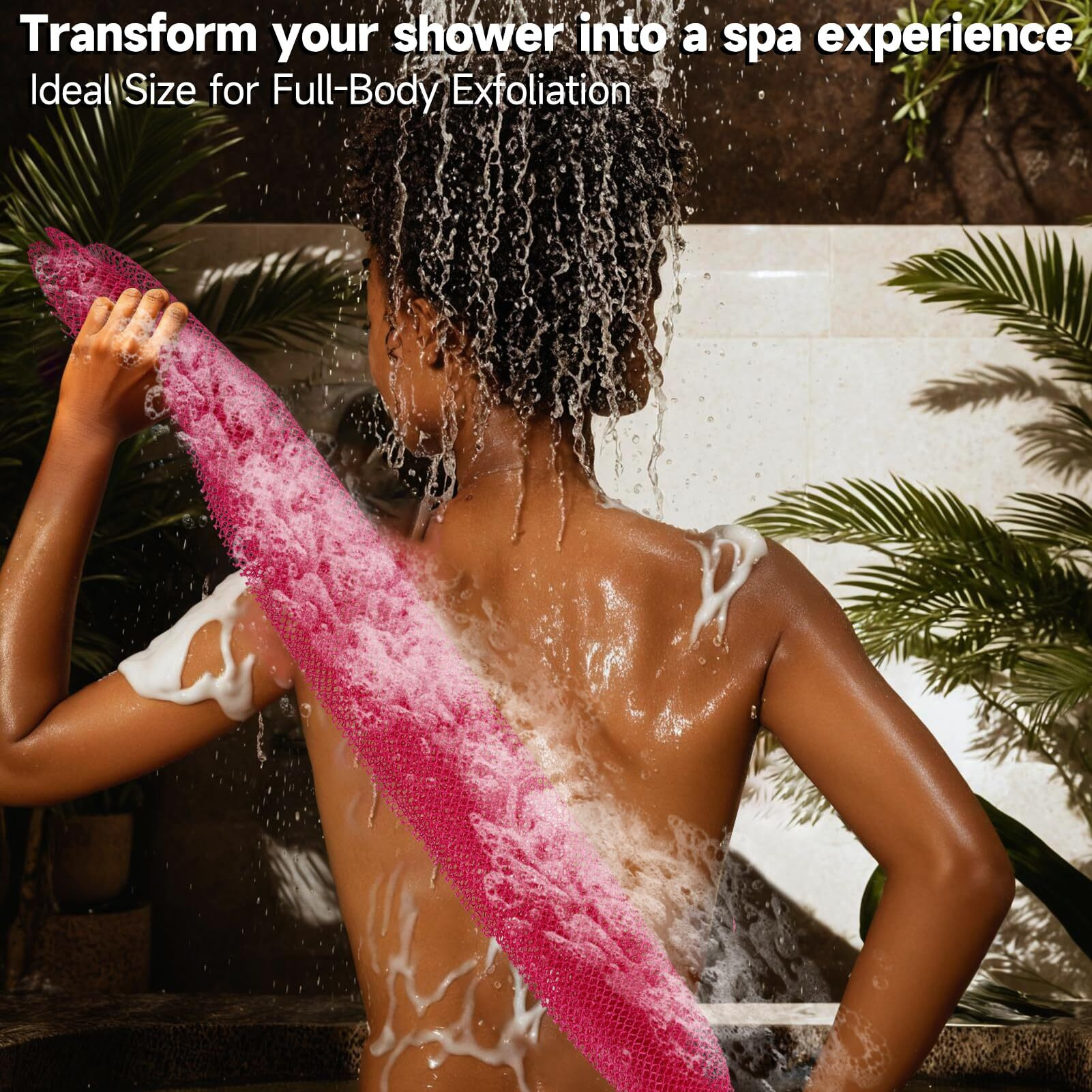 Subsahara Authentic African Net Sponge - 2 Pieces Exfoliating Scrubber For All Skin Types, Bath Sponge For Face & Body, Travel Portable, Durable, Gentle Exfoliation (Black & Pink)