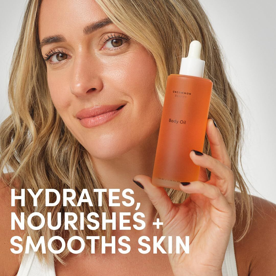 Uncommon Beauty Body Oil - Non-Greasy After Shower Body Oil Thats Fast Absorbing - Nourishing, Hydrating, And Moisturizing Bodycare - Vegan, Cruelty Free, Synthetic Fragrance Free, 3.38 Fl Oz