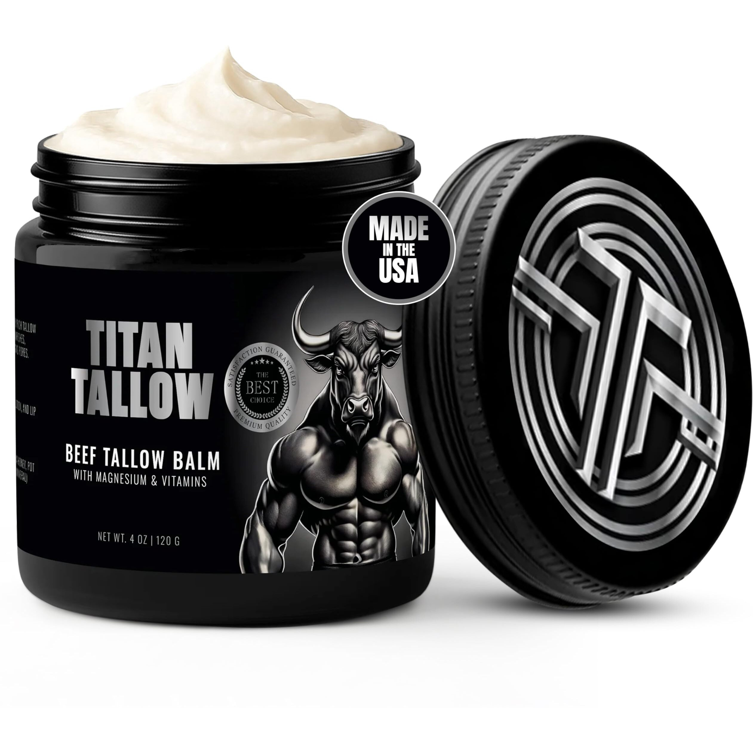 Whipped Beef Tallow Balm Magnesium Moisturizer - 100% Organic Grass-Fed & Grass-Finished Tallow With Manuka Honey For Skin Care - Face & Body Lotion For Dry, Irritated, Or Sensitive Skin - 4 Oz