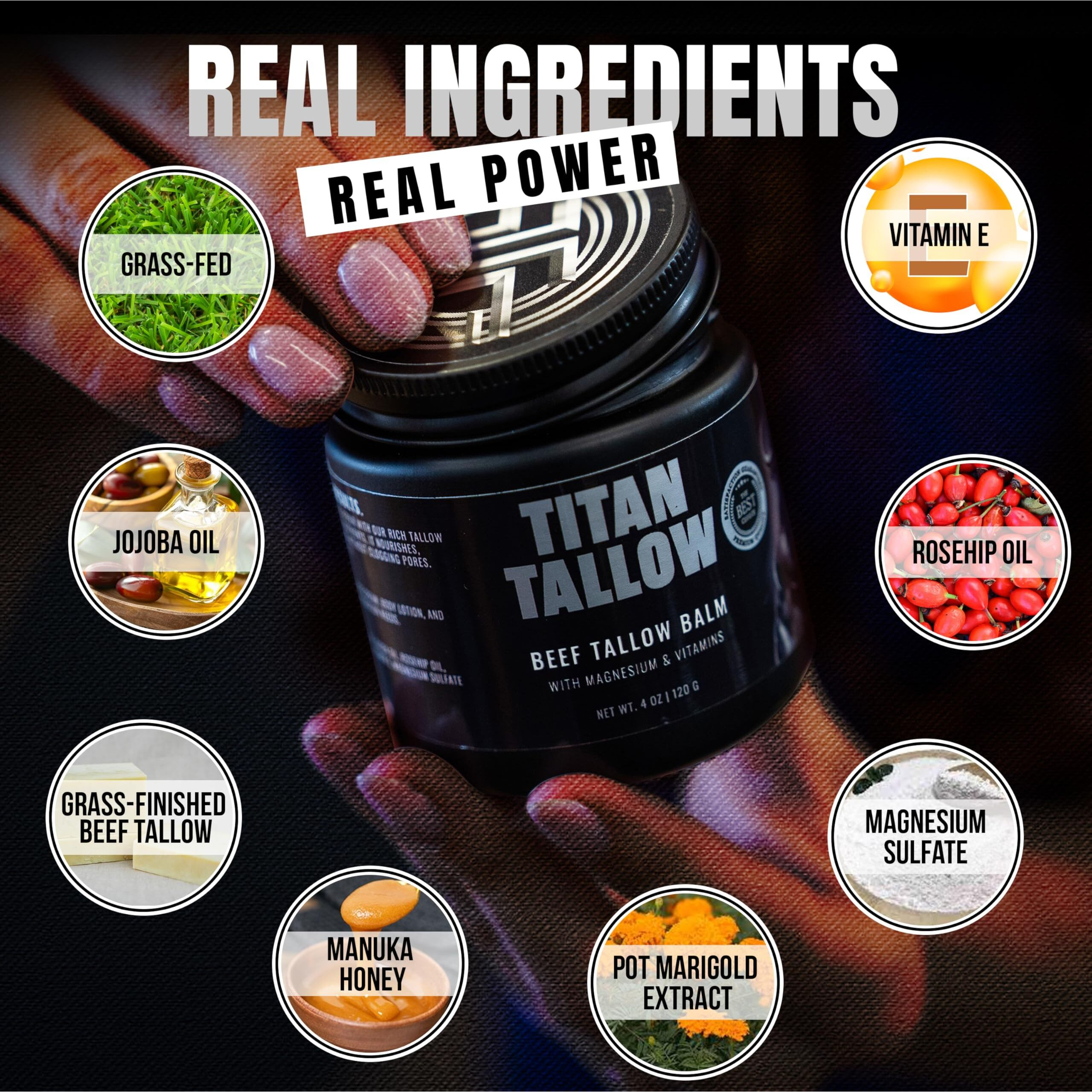 Whipped Beef Tallow Balm Magnesium Moisturizer - 100% Organic Grass-Fed & Grass-Finished Tallow With Manuka Honey For Skin Care - Face & Body Lotion For Dry, Irritated, Or Sensitive Skin - 4 Oz