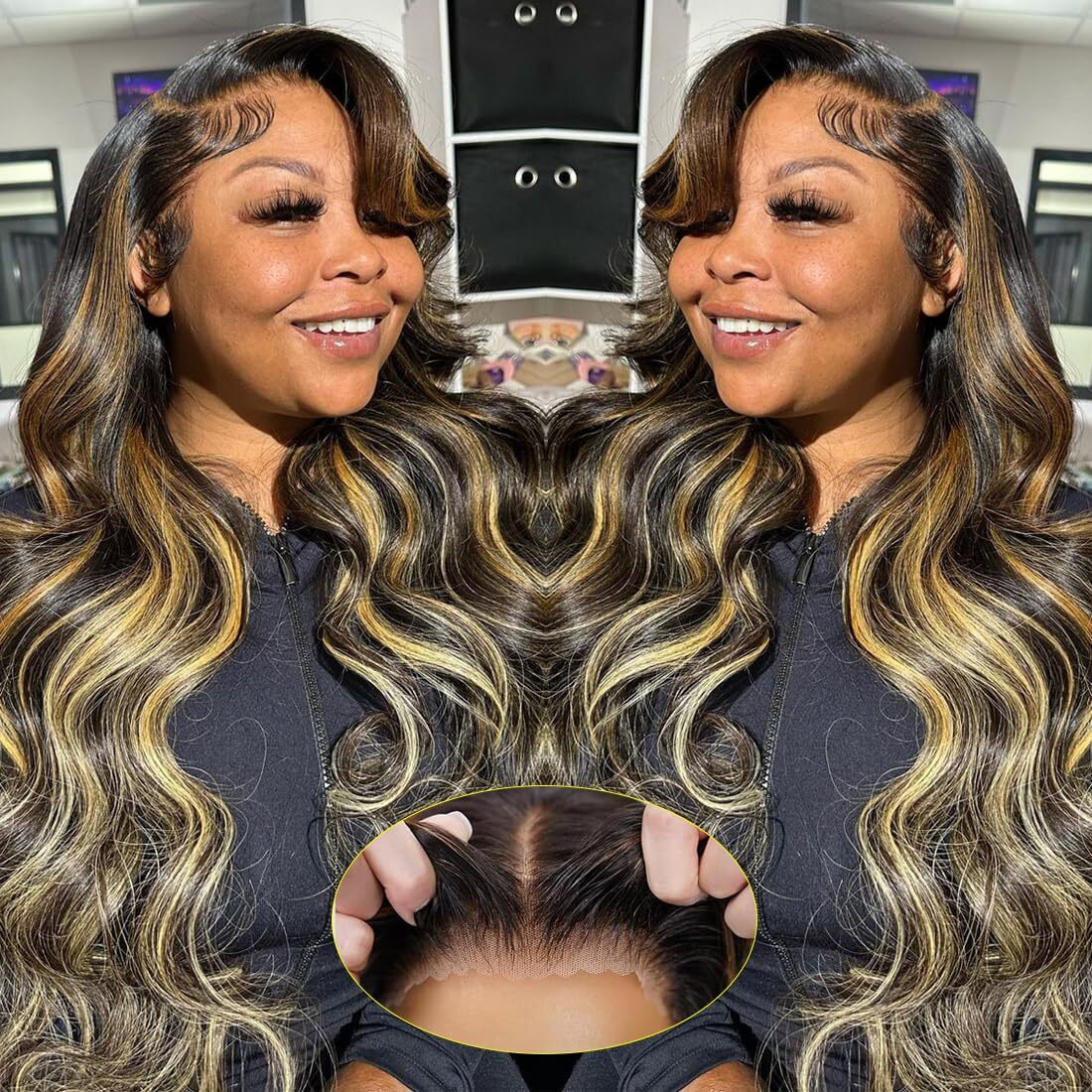 Recomtic Wear And Go Glueless 5X5 Honey Blonde Wigs Human Hair Pre Plucked Cut 1B/27 Body Wave Lace Front Wigs Human Hair For Black Women 180% Density 28Inch