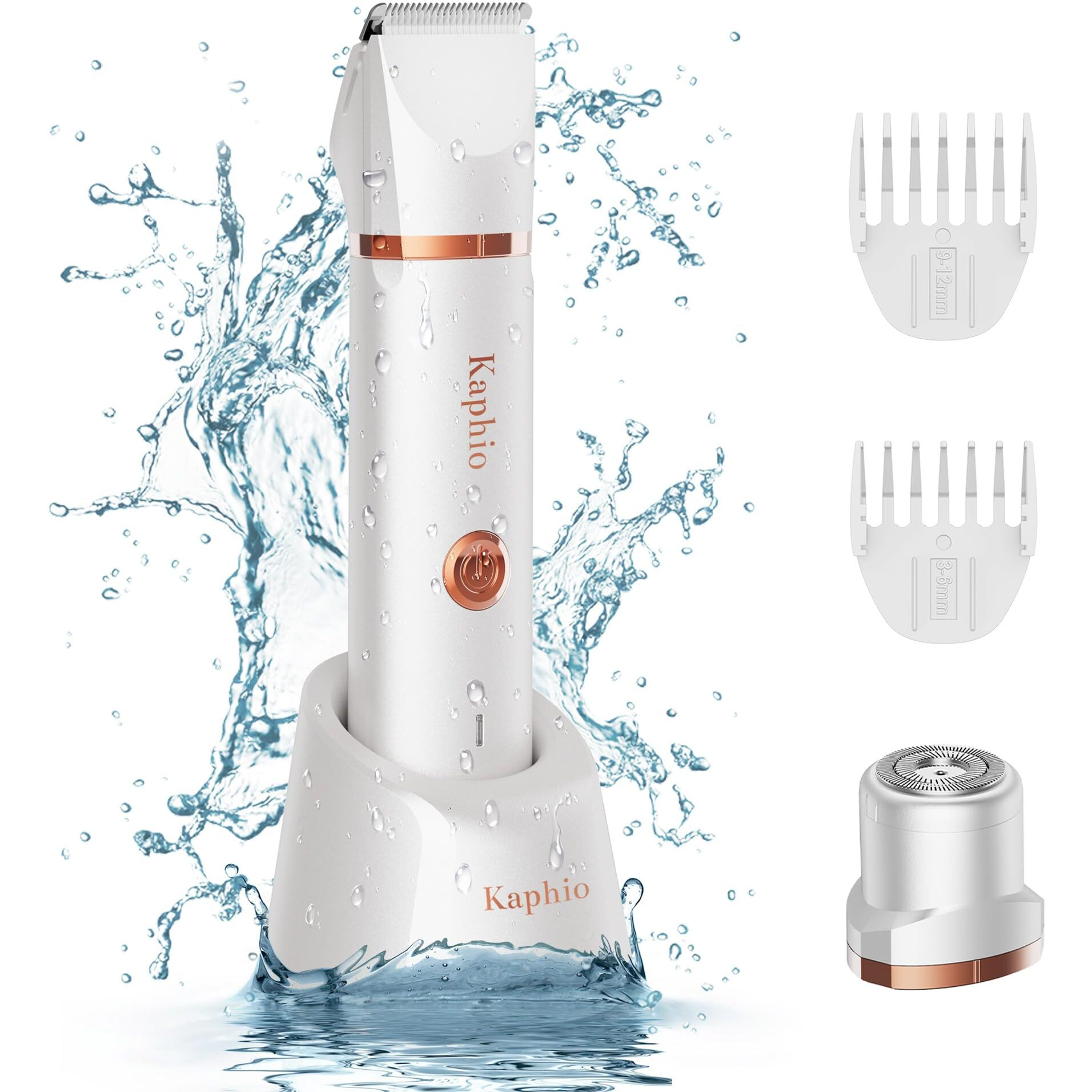 Bikini Trimmer For Women Pubic Hair 2 In 1 Eletctric Razors For Women - Rechargeable Eletctric Shaver - Ipx7 Waterproof Bikini Trimmer For Underarm Leg Arm Body (White)