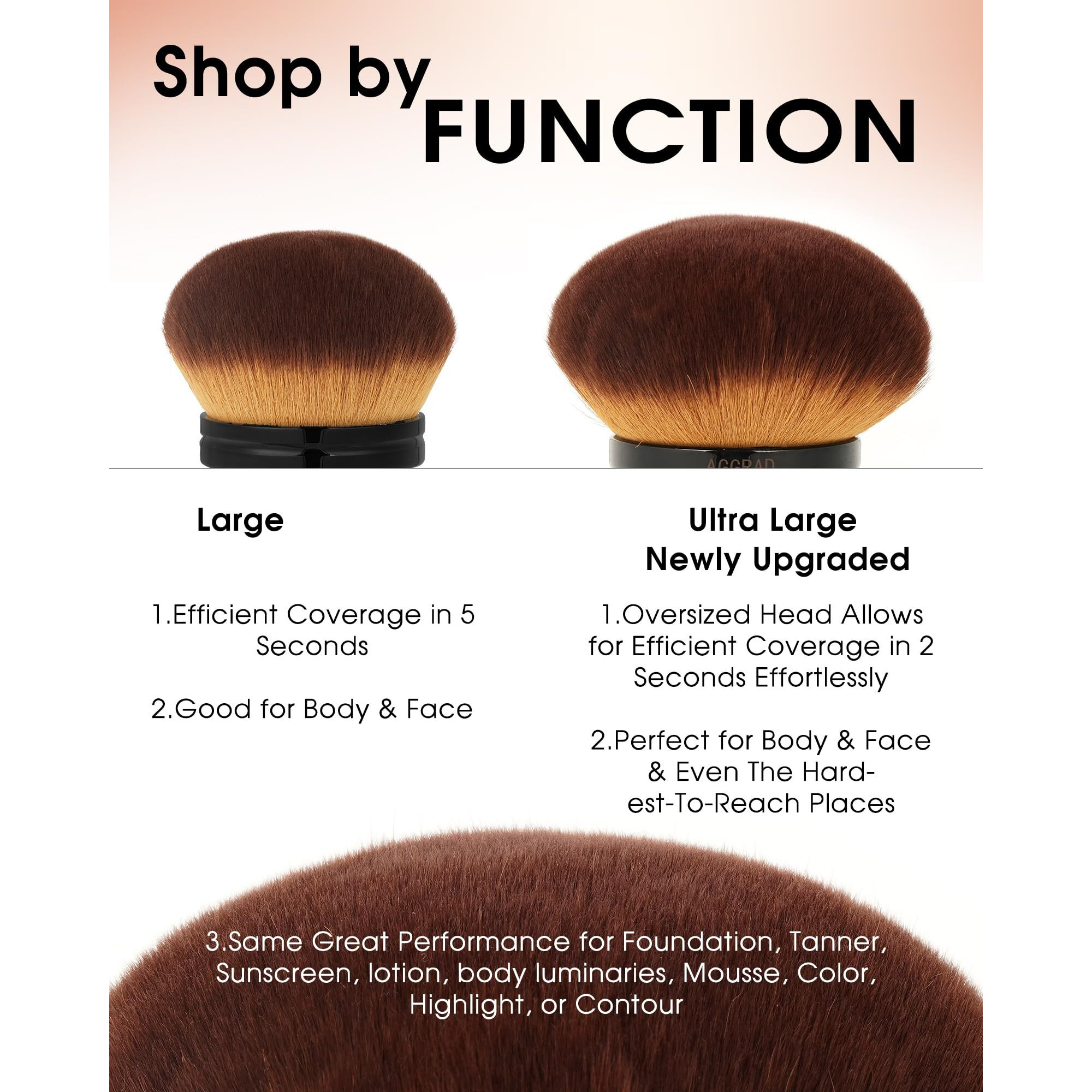 Ultra Large Body Makeup Brush For Self Tanner, Self Tan Back Applicator, Kabuki Brush For Bronzers Blend Self Tanning Applicator, Beauty Supreme Cream Liquid Foundation Brush For Face Leg Makeup