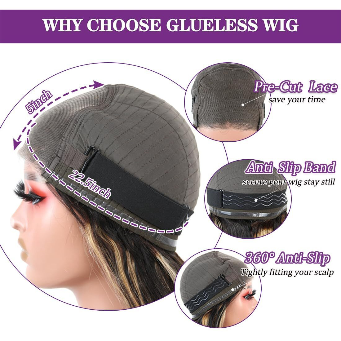 Recomtic Glueless Wigs Human Hair Pre Plucked Pre Cu Thighlight Wear And Go 1B/27 5X5 Hd Lace Closure Wigs Honey Blonde Body Wave Lace Front Wigs Human Hair For Women 22Inch