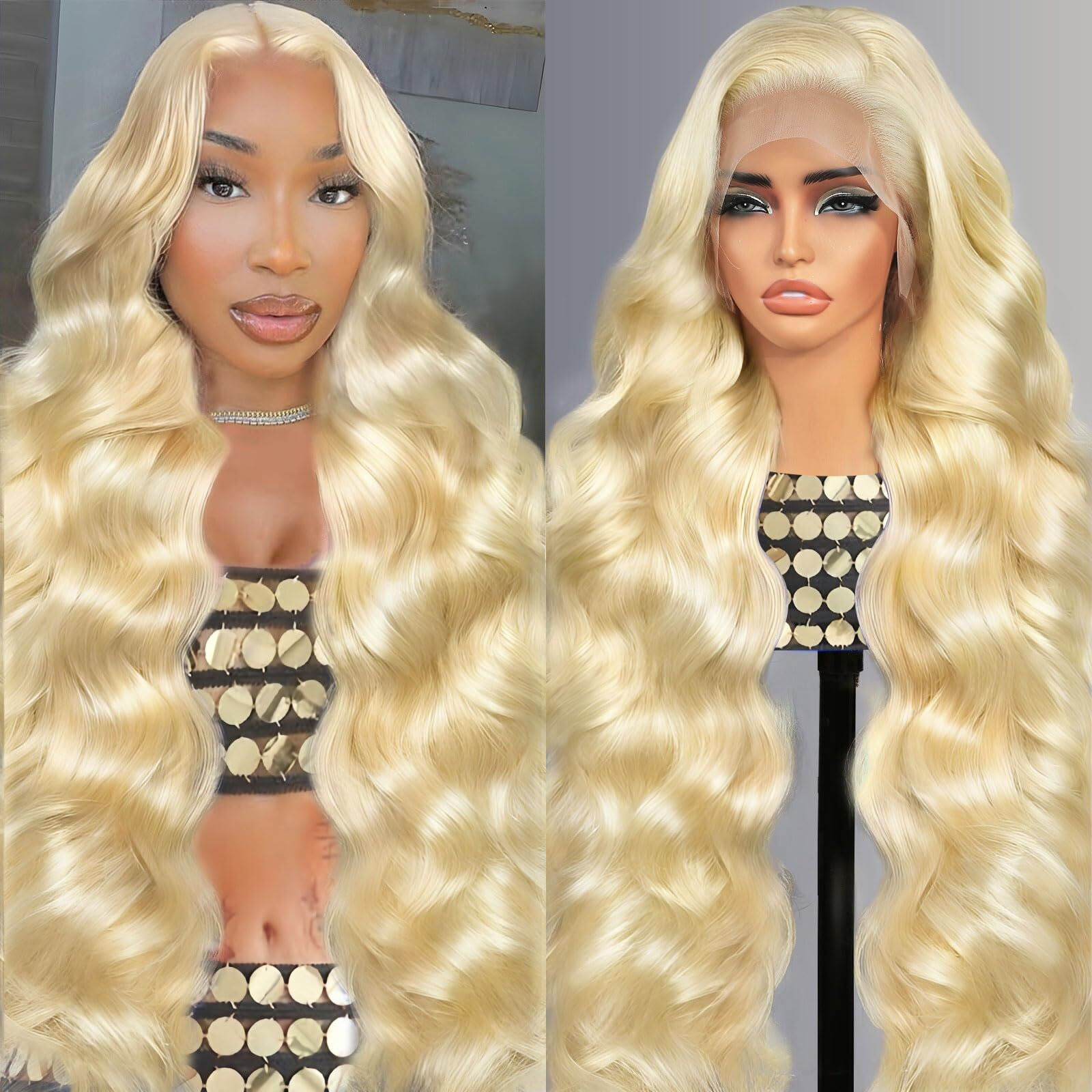Quiport 613 13X6 Lace Front Wig Human Hair 26 Inch Blonde Wig Human Hair 210% Density Body Wave Hd Transparent Lace Front Wigs Pre Plucked Blonde Hd Lace Frontal Wig 13X6 613 Lace Front Wig For Women