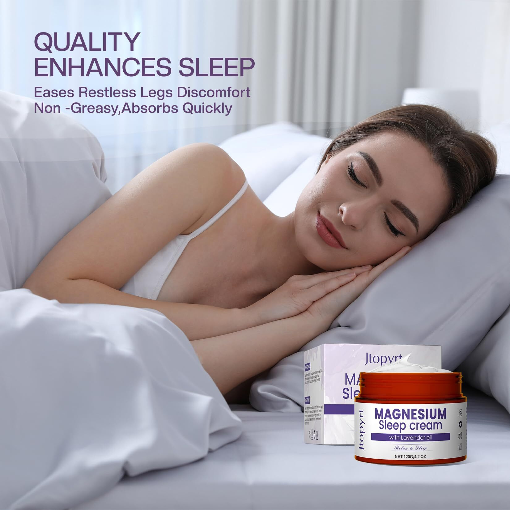 Jtopyrt Magnesium Cream Magnesium Lotion For Sleep With Lavender Oil For Leg Cramps Pain Safe For Kids 120G/4.2Oz