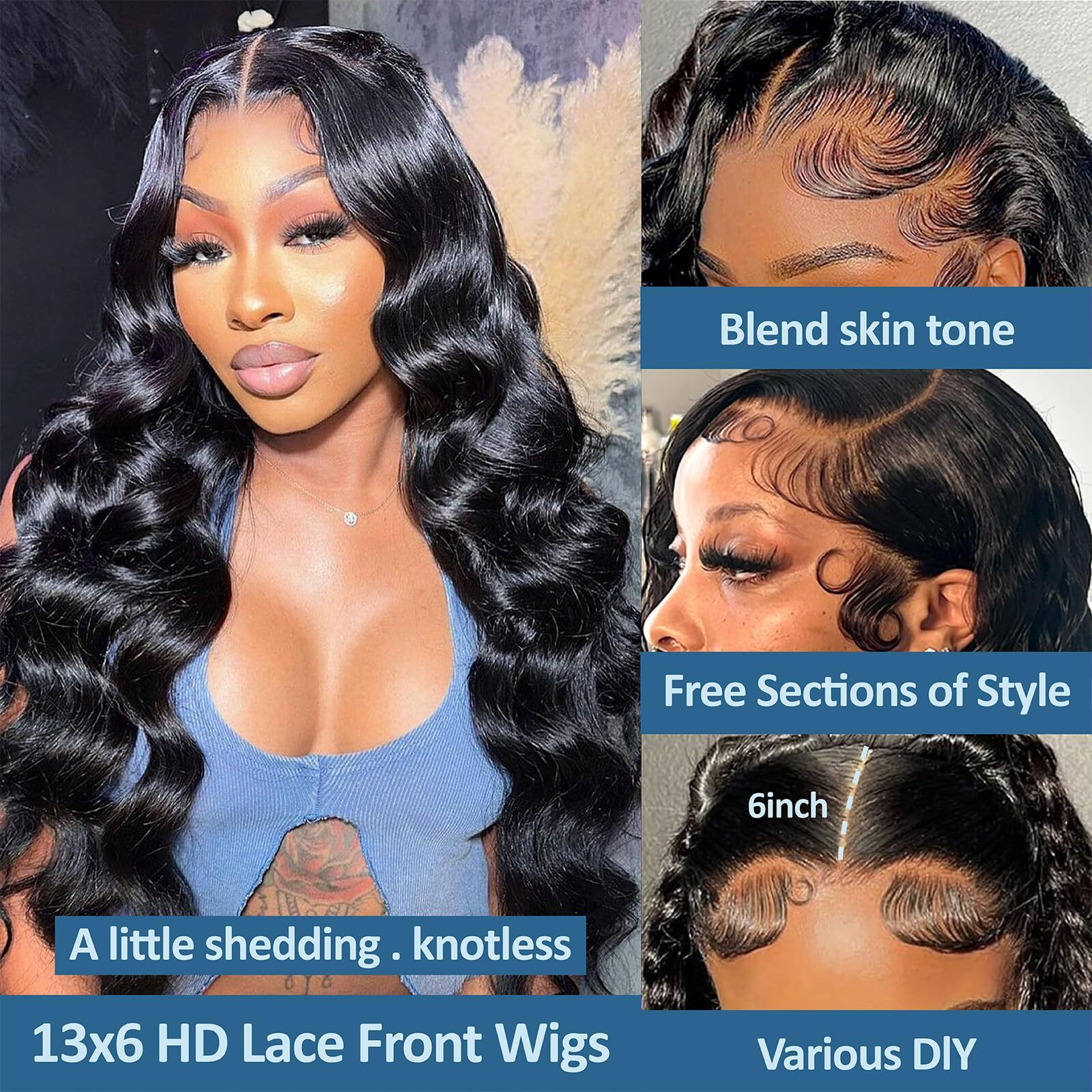 13X6 Body Wave Lace Front Wig Human Hair 220 Density Glueless Body Wave Hd Full Frontal Lace Wigs Human Hair With Natural Hairline Human Hair Wig Pre Plucked With Baby Hair 20Inch