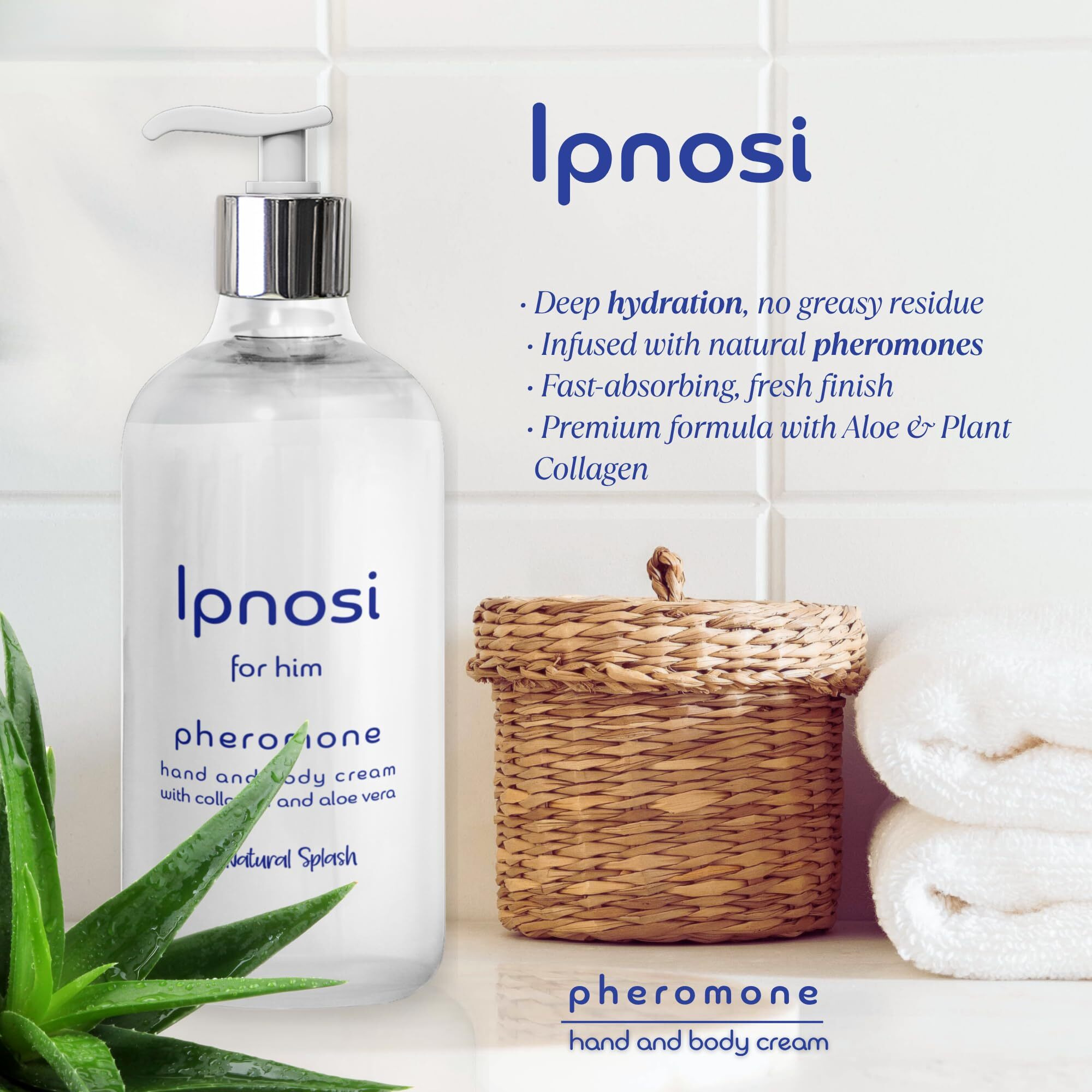 Ipnosi Pheromone Body Cream For Men, Confidence-Boosting Hydrating Lotion For Hands & Body, Fast Absorbing With Aloe & Collagen, Long-Lasting Scent By Natural Splash - 8.45 Fl Oz