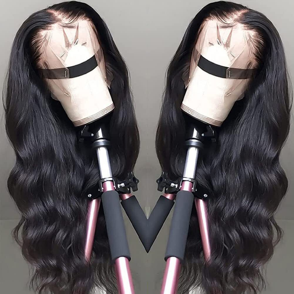 Pizazz 13X4 Hd Lace Front Wigs Human Hair Pre Plucked With Baby Hair 180 Density Brazilian Body Wave Lace Frontal Human Hair Wigs Natural Color (18 Inch)