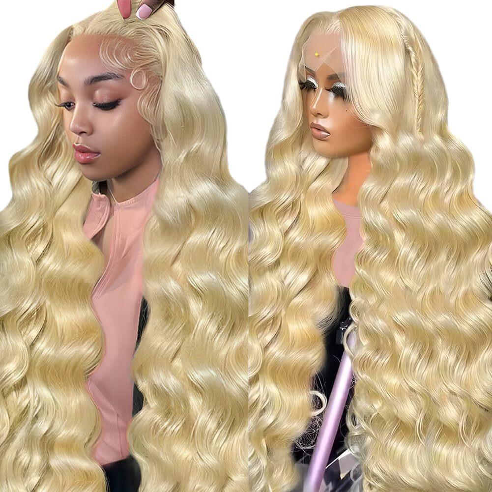 Tuneful 220% Density 613 13X6 Lace Front Wig Human Hair 28 Inch Body Wave Blonde Lace Front Wigs Human Hair Pre Plucked 613 Hd Lace Frontal Wig