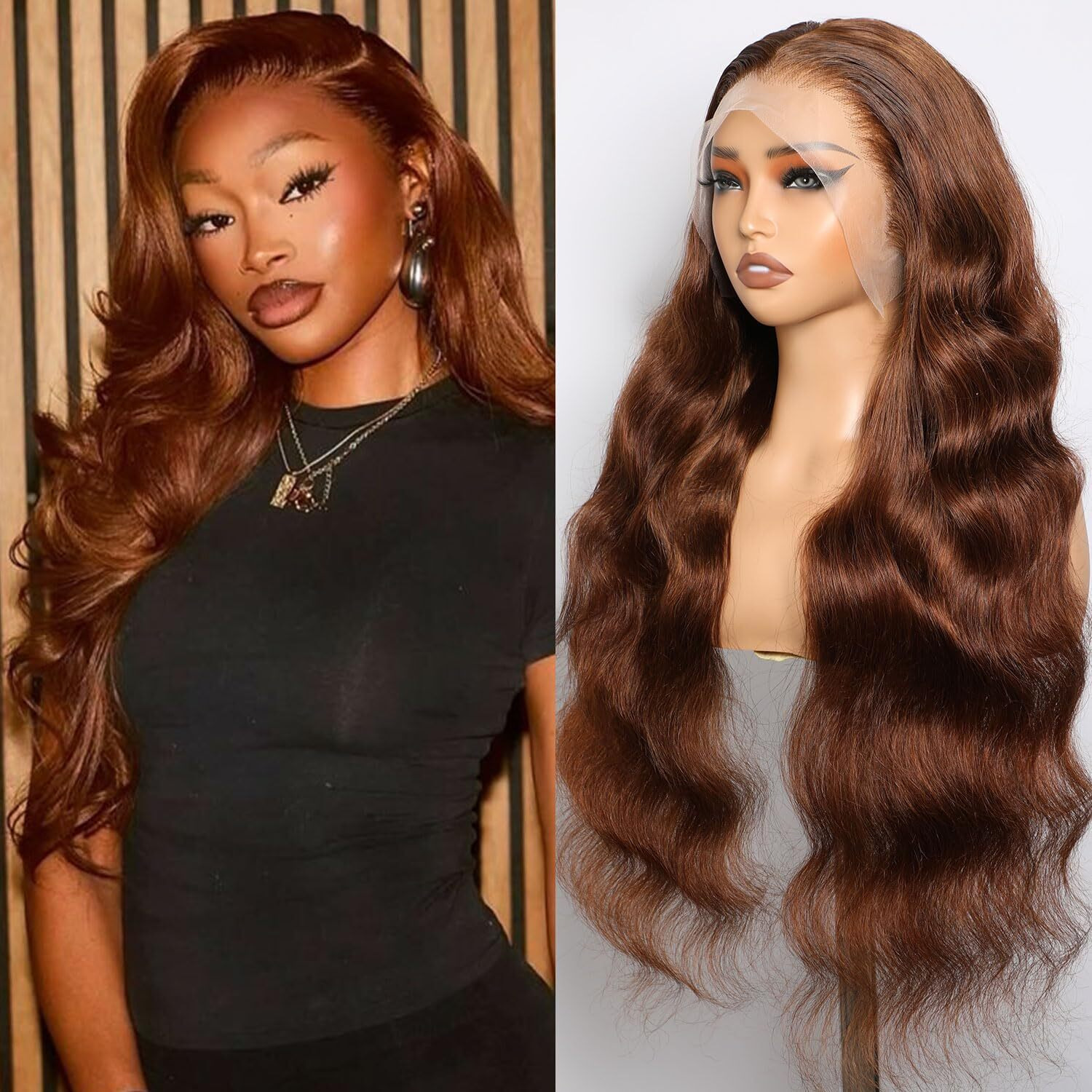 Lemoda 210% Ginger 13X6 Full Lace Frontal Human Hair Wigs 28Inch Body Wave 13X6 Hd Transparent Lace Front Wigs Brazilian Virgin Human Hair Wigs Great Qaulity Trendy Color