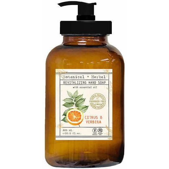 Home And Body Company Botanical + Herbal Hand Soap 22Fl/605Ml Infused With Essential Oils, Made In A Amber Glass Bottle (Citrus Verbena)
