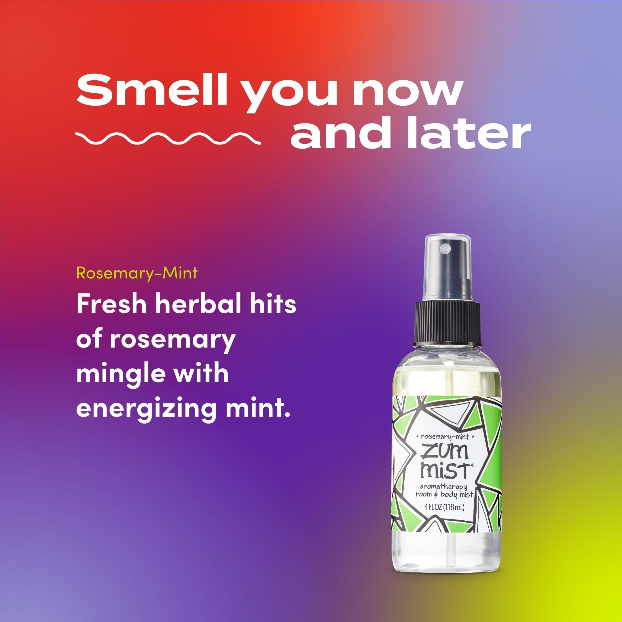 Indigo Wild Zum Mist Room & Body Spray - Aromatherapy Essential Oil Spray - Natural Body Mist & Room Spray - Rosemary-Mint Scent - 4 Fl Oz