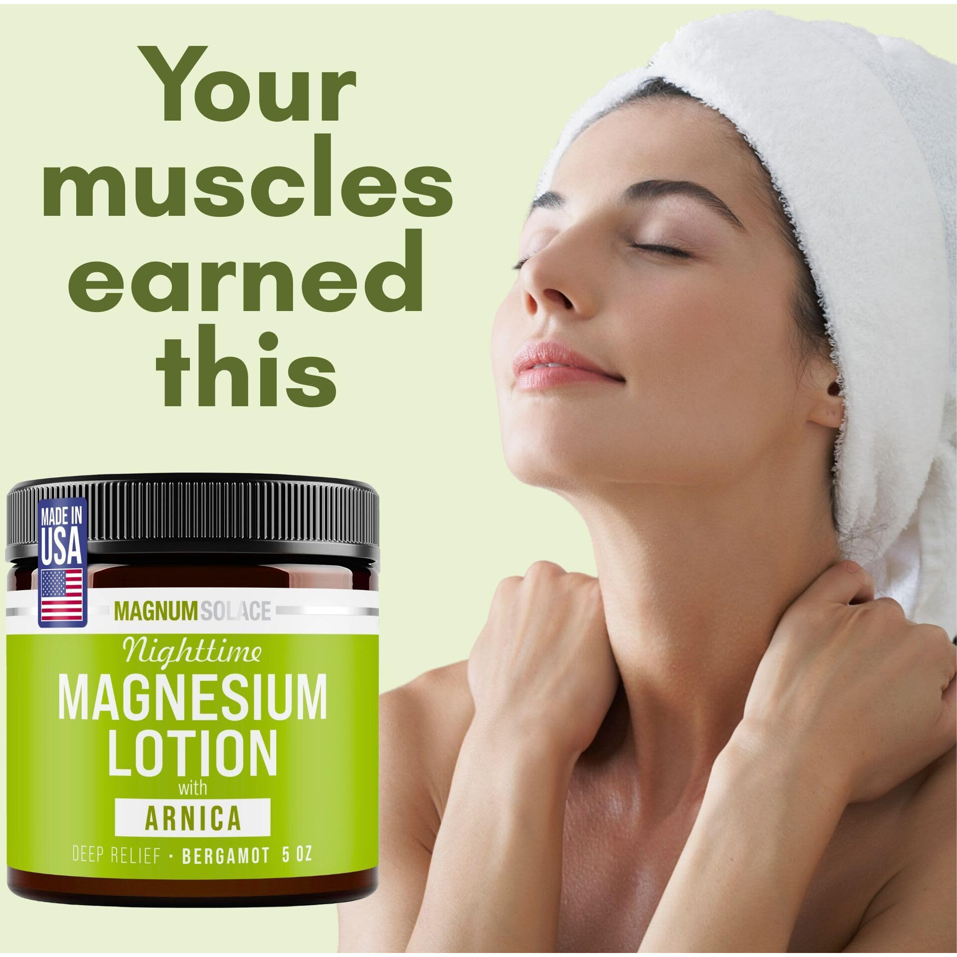 Nighttime Magnesium Lotion With Arnica - Soothing Relief & Relaxation, Highly Concentrated Magnesium For Muscles & Joints - Apply To Legs Or Feet Before Bed - Skin-Friendly