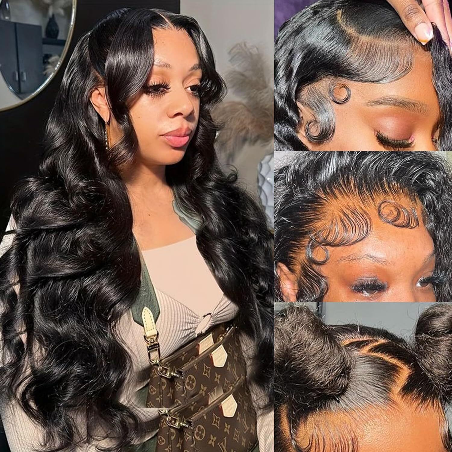 250 Density Body Wave Lace Front Wigs Human Hair 20 Inch Pre Plucked Glueless Real Human Hair Wigs For Black Women 13X4 Hd Lace Front Wigs Natural Hairline