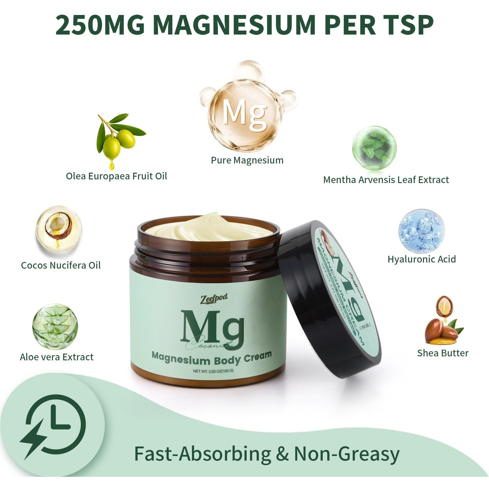 Magnesium Cream ,Topical Magnesium Cream For For Sleep,Leg Cramps & Pain, Muscle Relaxation, Calm,3-Pack With Lavender, Vanilla & Coconut Scents,Moisturizing Body Lotion, Safe For Kids (3 X 3.53Oz)
