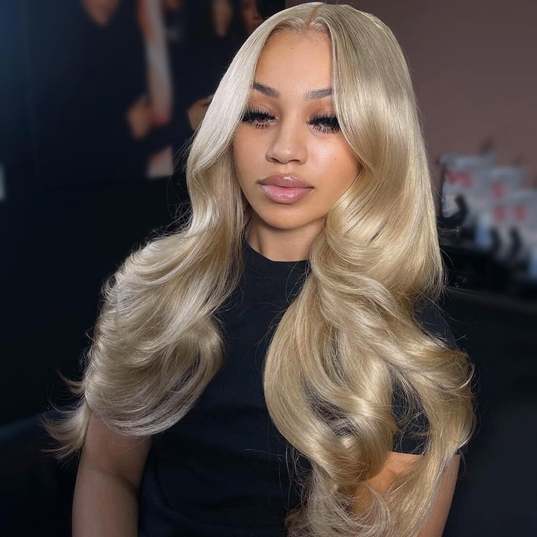 Ash Blonde Wigs Human Hair 13X6 Hd Lace Front Wigs Human Hair 180 Density Ash Blonde Preplucked Glueless Wigs Human Hair For Women Transparent Blonde Body Wave 13X6 Lace Frontal Wig Human Hair 28 Inch
