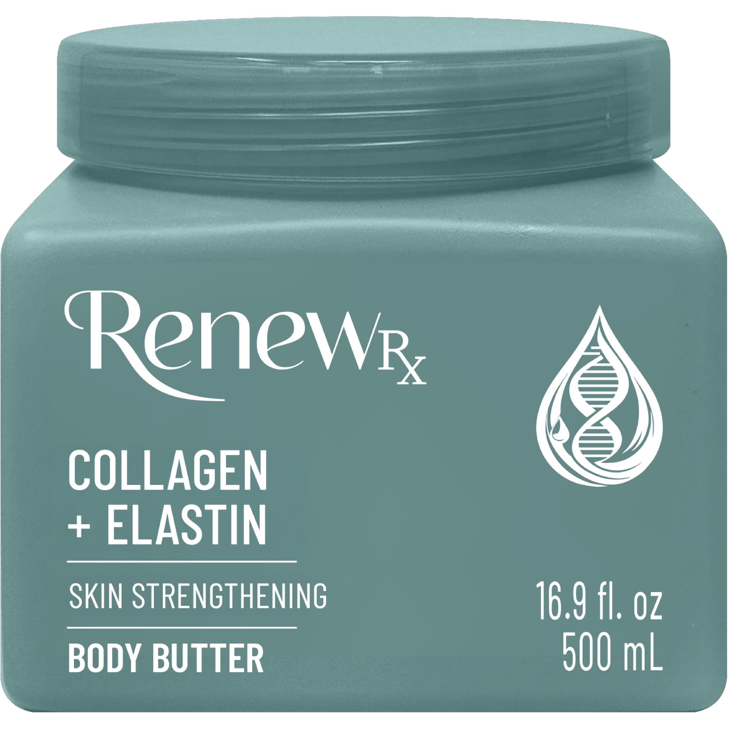 Renew Rx Collagen + Elastin Skin Strengthening Body Butter For Dry Skin - Hydrating & Firming Skin Care, Vegan Skincare, 16 Oz