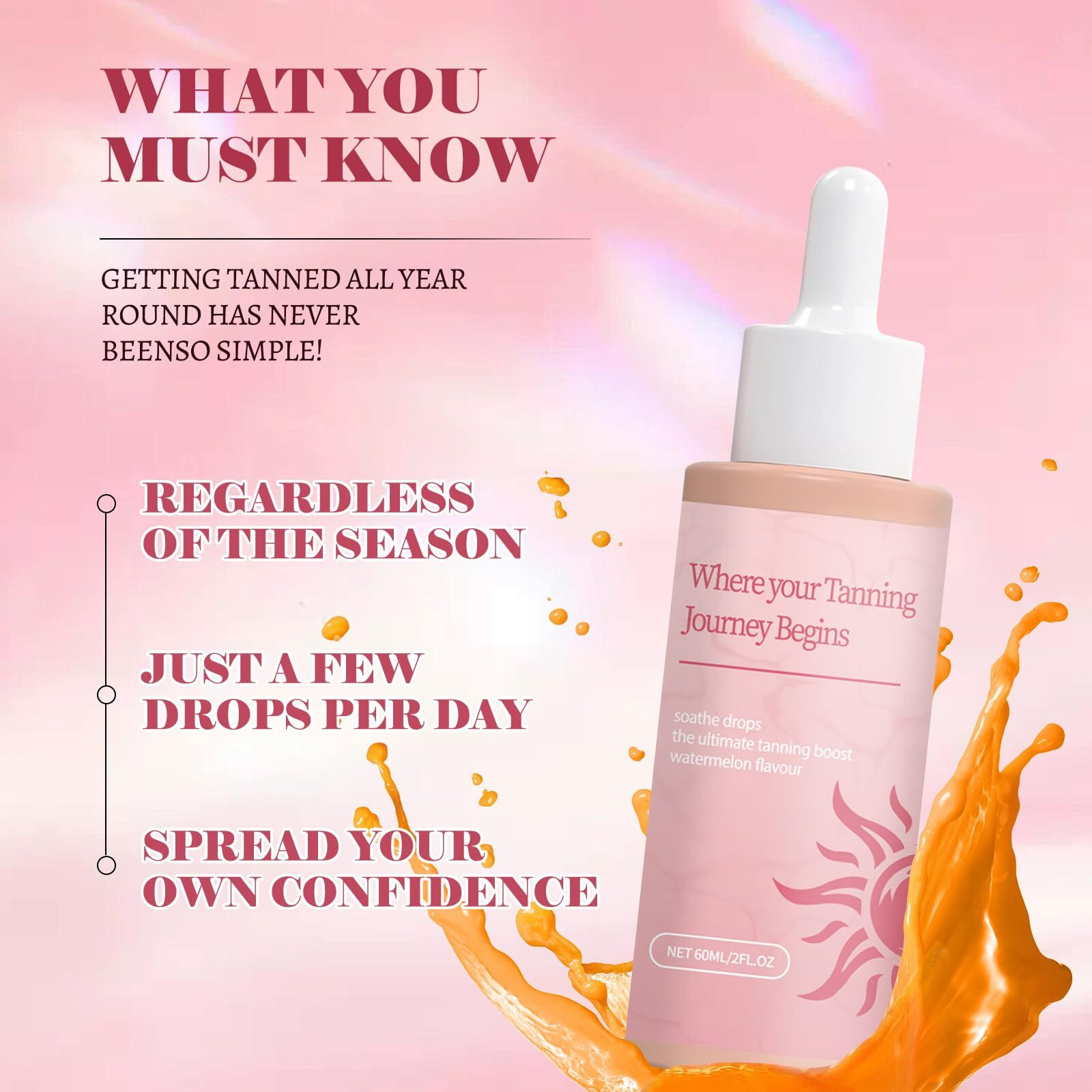 Sunless Tanning Drops,Drinkable Sunless Tanning Drops,Oral Self Tanner For Face & Body,Natural Ingredients For All Skin Types
