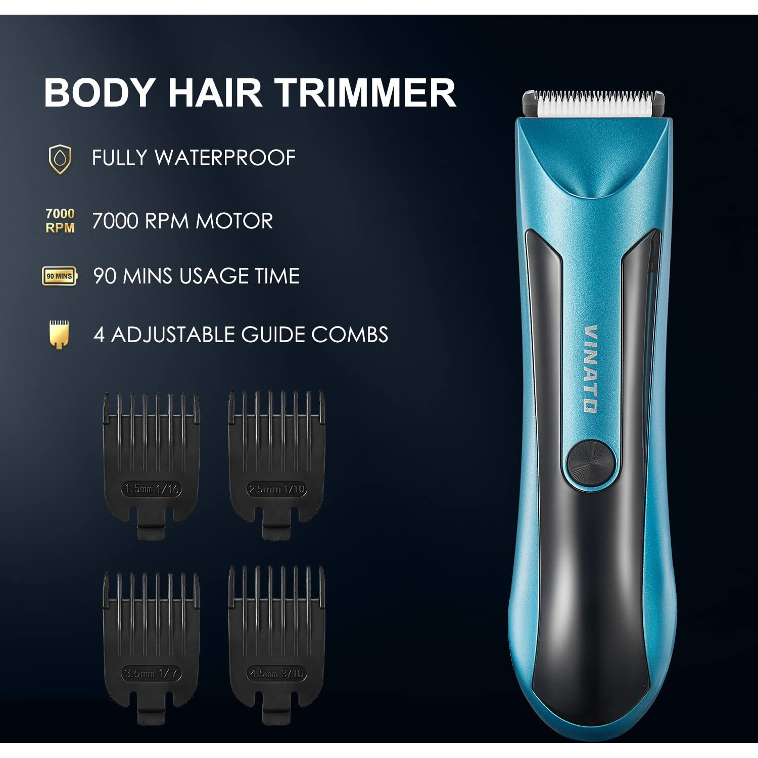 Vinato Electric Trimmer Set - All-In-One Mens Grooming Kit, Body & Beard Razor, Nose Trimmer