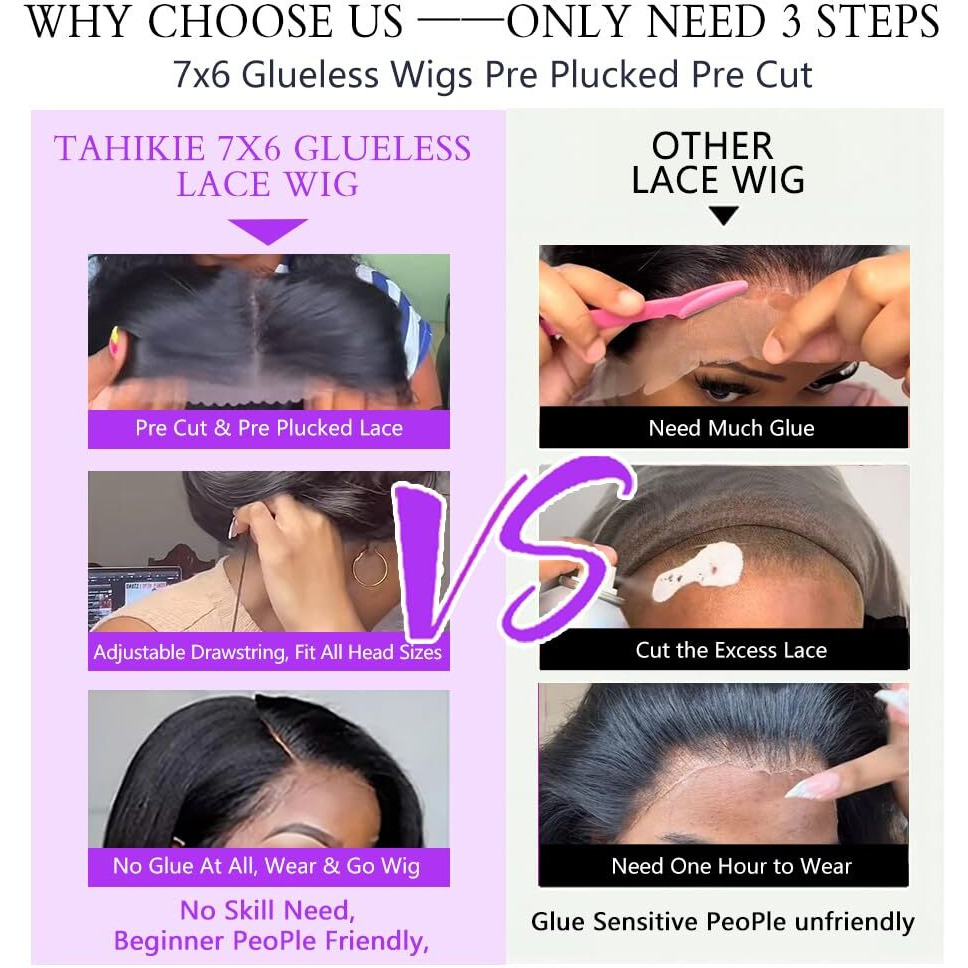 Tahikie 7X6 Body Wave Glueless Wigs Human Hair Pre Plucked Pre Cut 250% Density Drawstring Wig Human Hair 7X6 Hd Lace Front Wigs Human Hair For Black Women Pre Everything Ready To Go Wig 18Inch