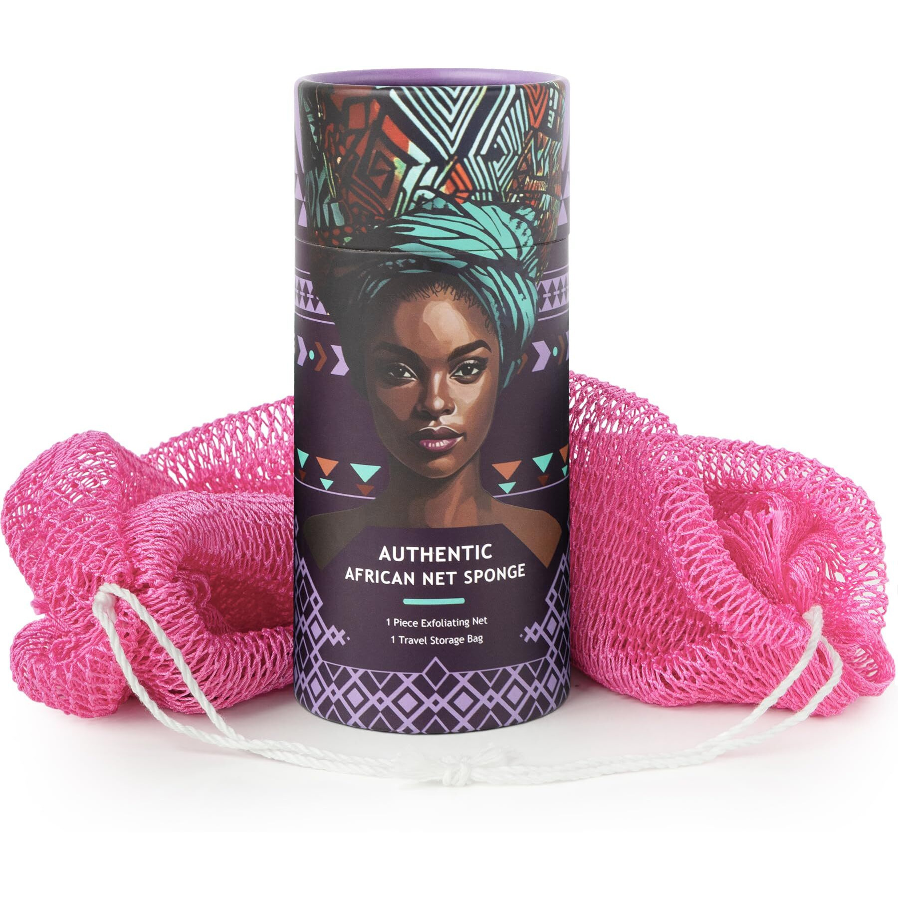 African Net Sponge Authentic - Afro Scrub Exfoliating Net Sponge With Knots - African Bath Sponges For Body Scrubber Exfoliator - Back Scrubber For Shower Bathing Accessories