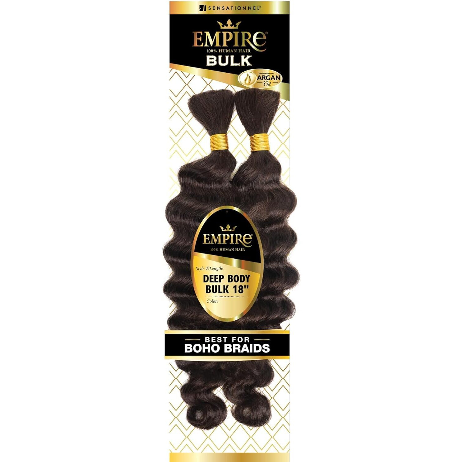 Sensationnel Empire Bulk Braiding - Deep Body Human Hair Braids For Knotless Boho Box Or Curly Loose Wave Styles - 1 Pack (18 Inch, S4/27)