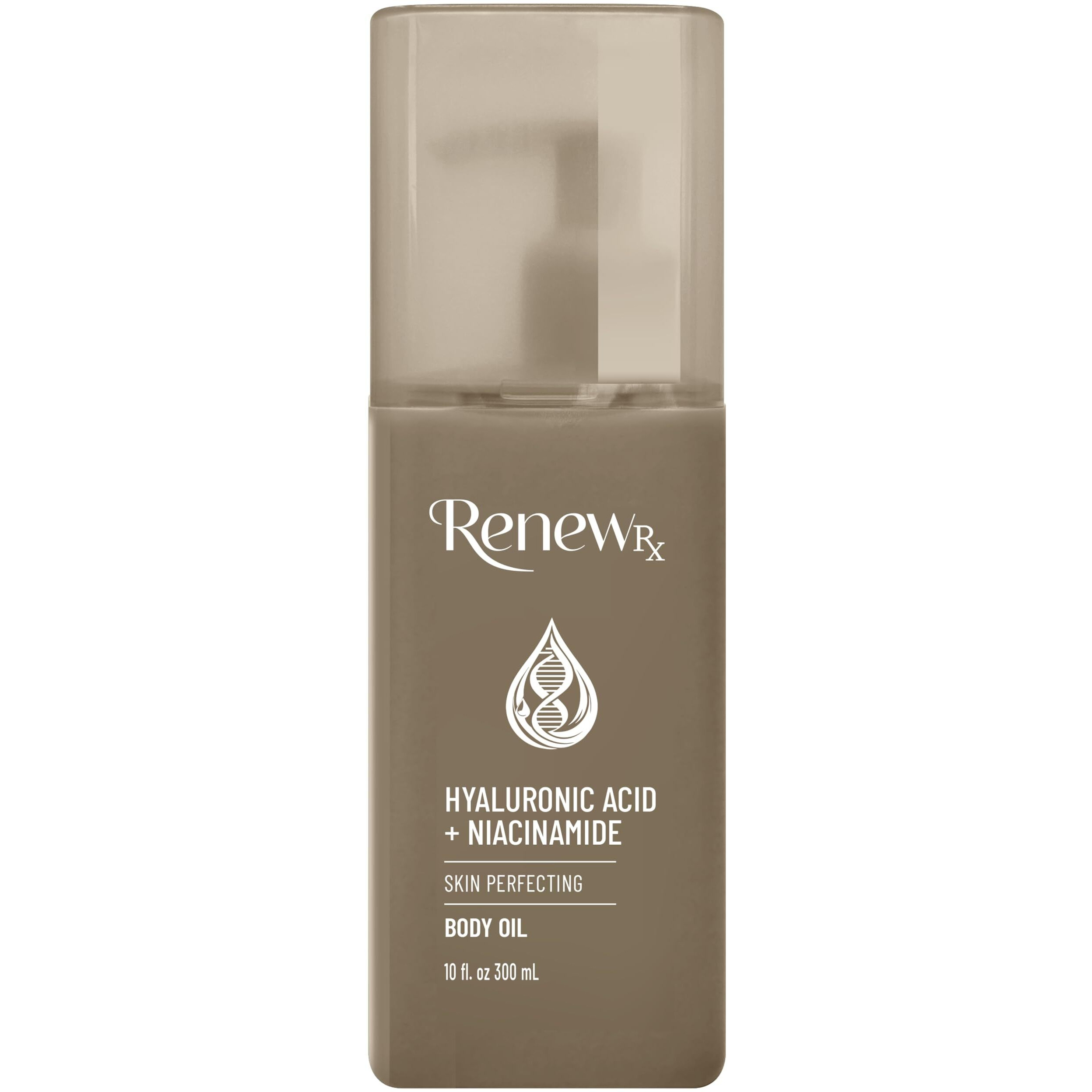 Renew Rx Hyaluronic Acid + Niacinamide Moisturizing Body Oil - Deep Hydration & Skin Care, Skin Perfecting Vegan Skincare, 10 Fl Oz