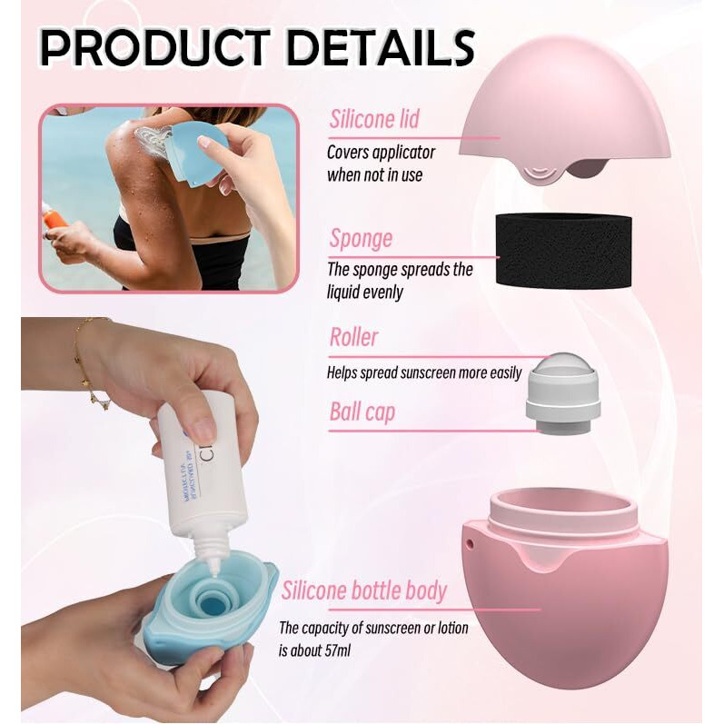 Sunscreen Applicator For Kids Adults & Families, Portable Bpa Free & Refillable Sponge Lotion Roll On Sunscreen, Experience Fast And Easy Application Outdoor Accessories For Beach Travel And Vacation