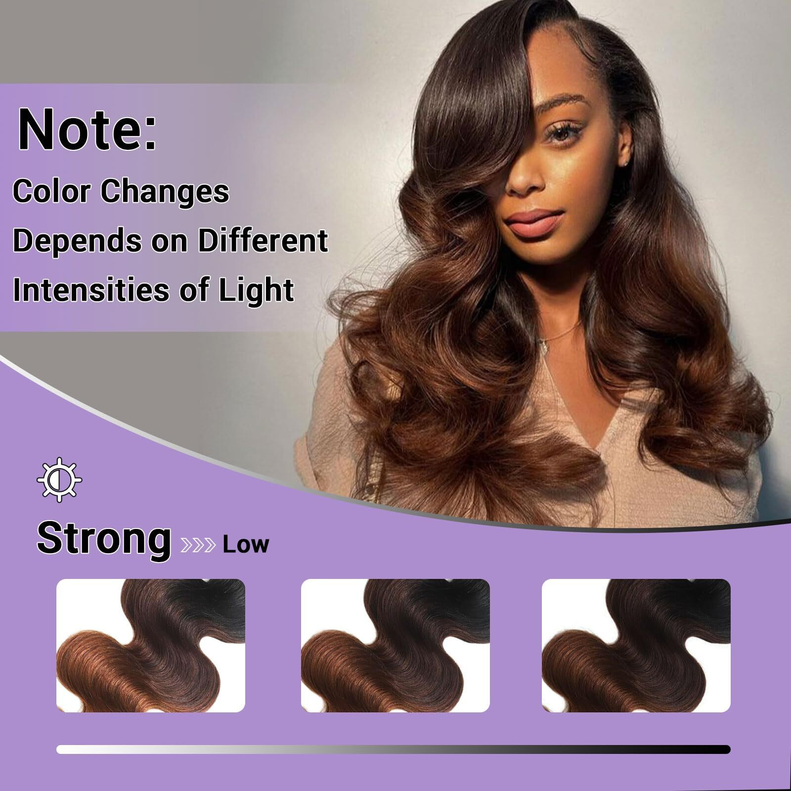 T1B/2/30 Chestnut Brown Ombre Human Hair Bundles Body Wave 100% Real Virgin Human Hair Bundles 20 22 24 Inch Dark Roots Bundle 3 Tone Ombre Medium Auburn Colored Sew In Quick Weaves