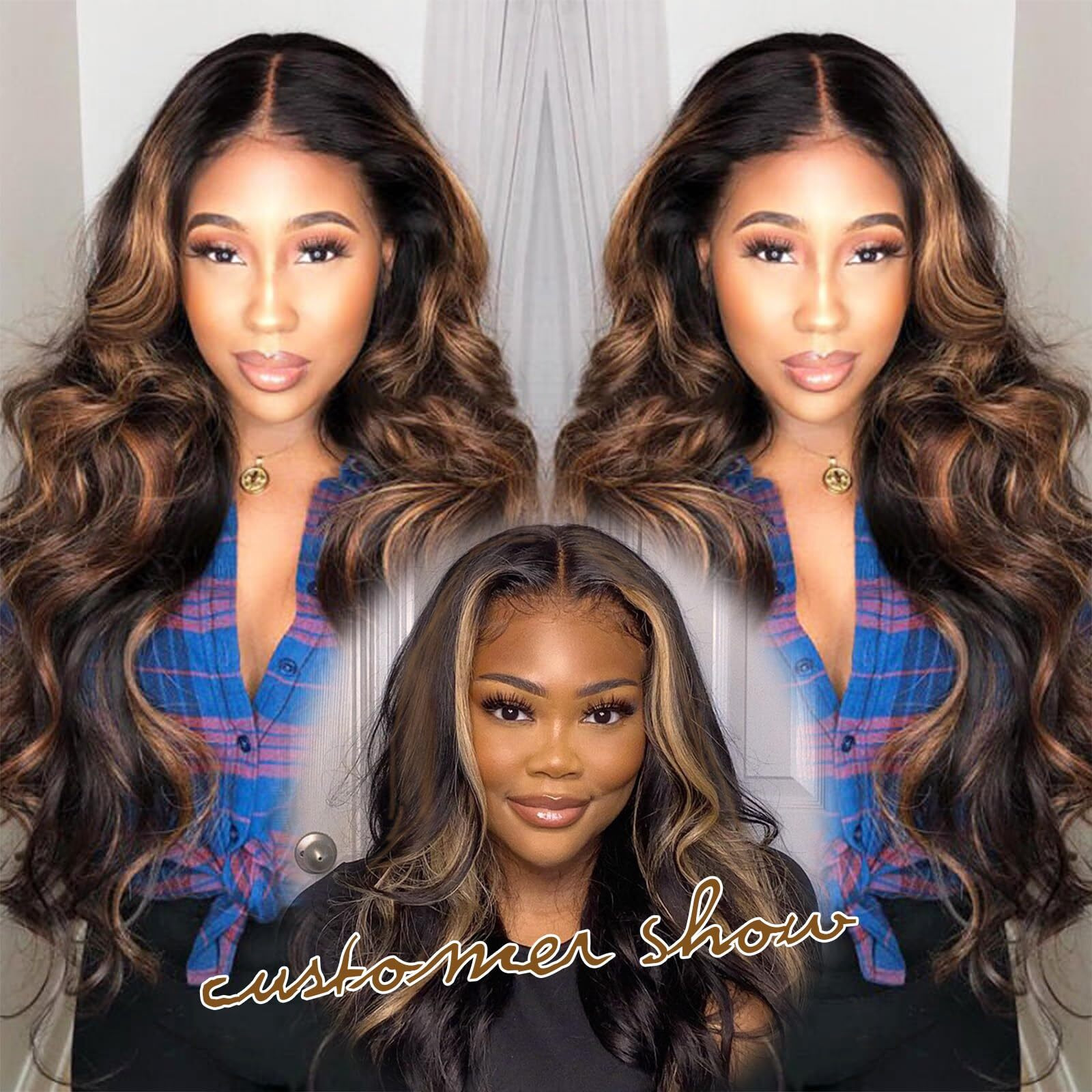 Mayouda Brown V Part Wig Long Body Wavy Wig Upgrade U Part Synthetic Wigs For Black Women Full Head Clip In Hair Glueless Synthetic Wigs