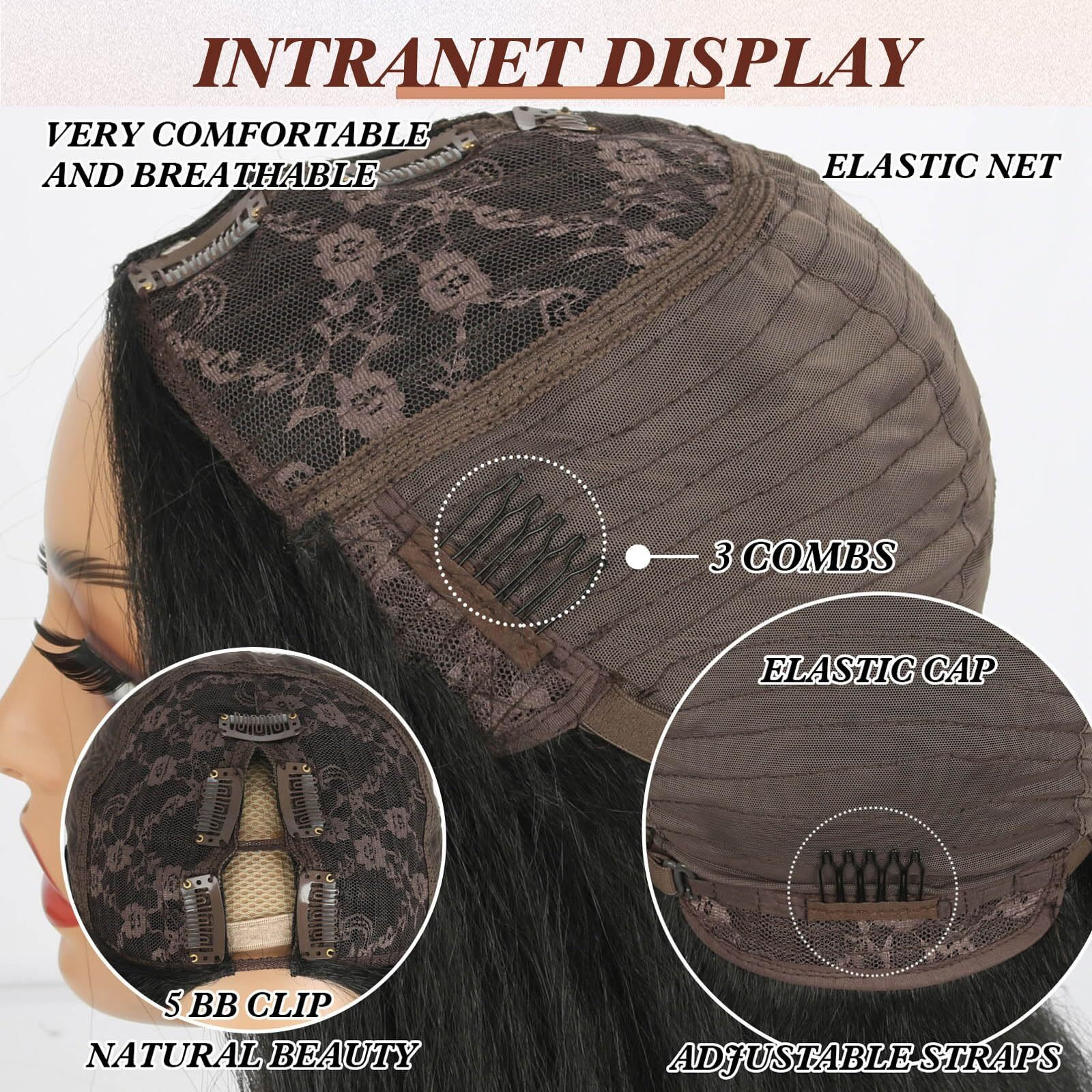 Mayouda Brown V Part Wig Long Body Wavy Wig Upgrade U Part Synthetic Wigs For Black Women Full Head Clip In Hair Glueless Synthetic Wigs