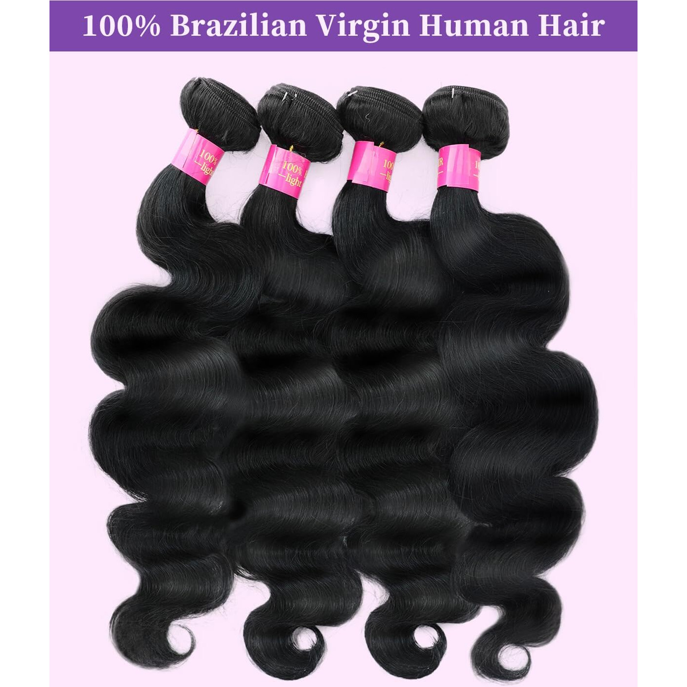 4 Bundles Human Hair Body Wave 12A Human Hair Bundles 18 20 22 24 Inch Real 100% Raw Unprocessed Brazilian Virgin Sew In Quick Weave Natural Black Deals Thick Hair Extensions