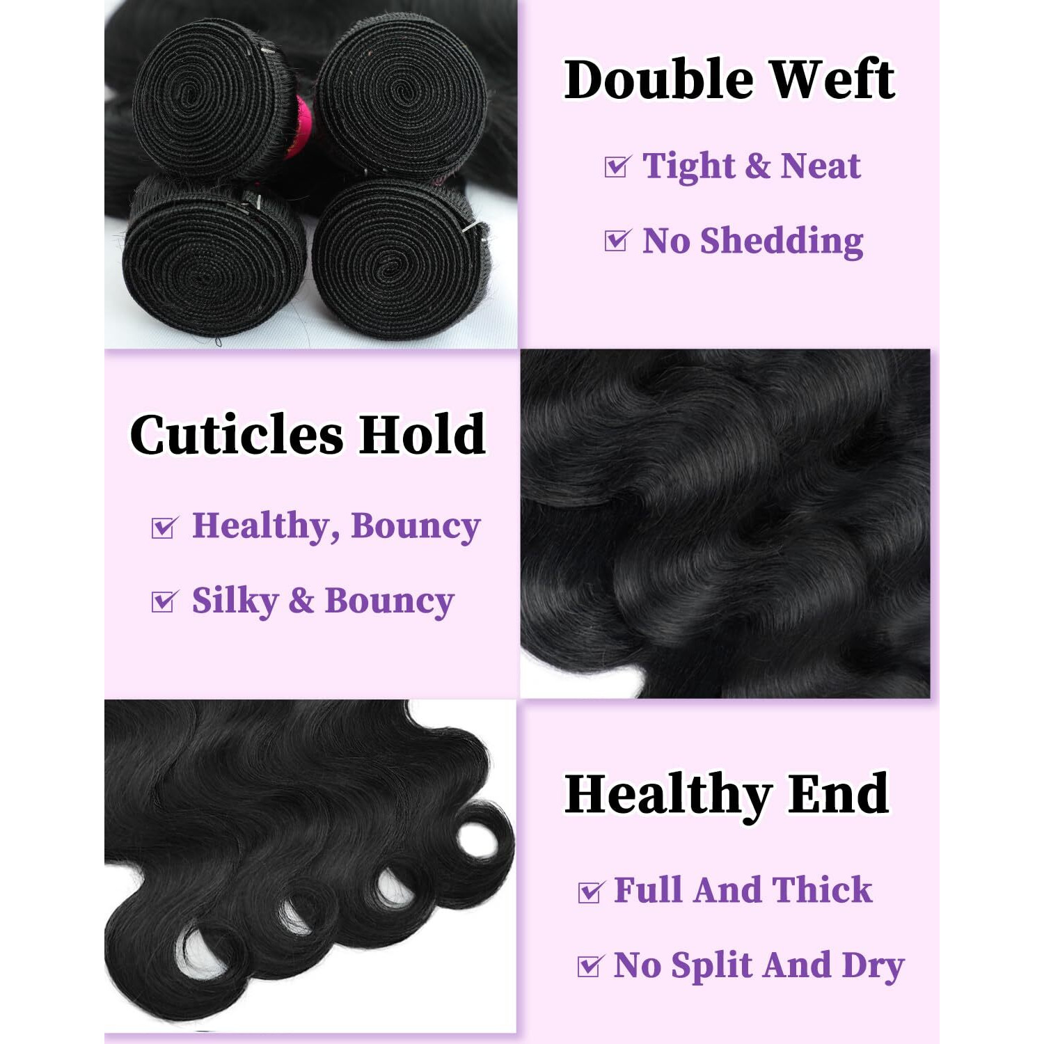 4 Bundles Human Hair Body Wave 12A Human Hair Bundles 18 20 22 24 Inch Real 100% Raw Unprocessed Brazilian Virgin Sew In Quick Weave Natural Black Deals Thick Hair Extensions