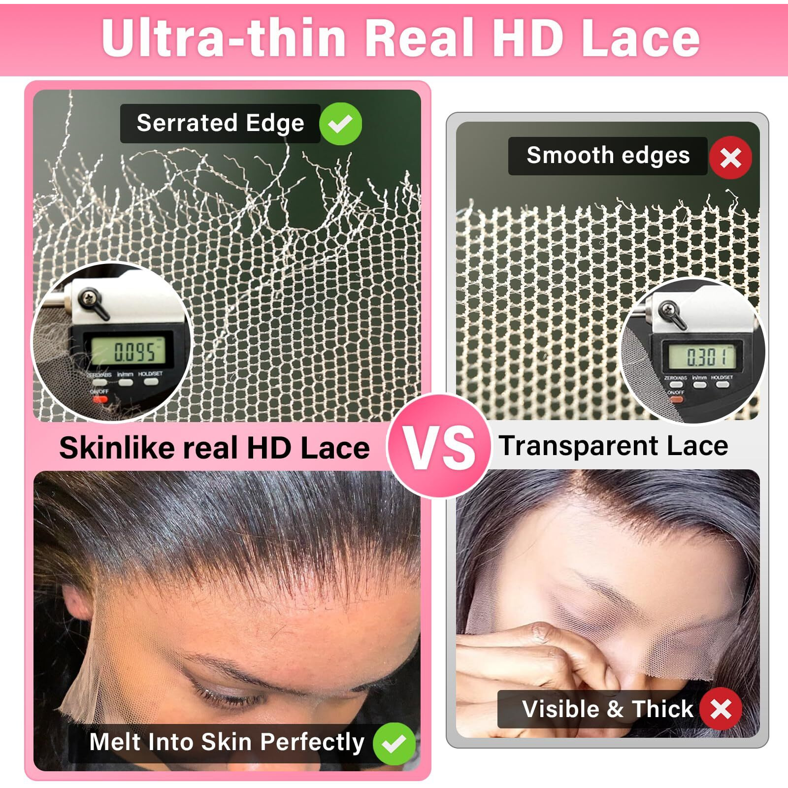 Wowangel 13X6 Skinlike Real Hd Lace Front Wig Human Hair Pre Plucked, 180% Density Body Wave Extremely-Thin Hd Lace Front Wig,Natural Hairline & Invisible Knots Brazilian Remy Hair,22 Inch