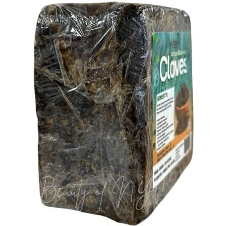 Aleheri's African Black Soap With Cloves 16 Oz - 100% Natural Ingredients From Ghana - For All Skin Types - Helps Rejuvenate, Moisturize, Gently Cleanse & Nourish Face & Body - Invigorating Aroma