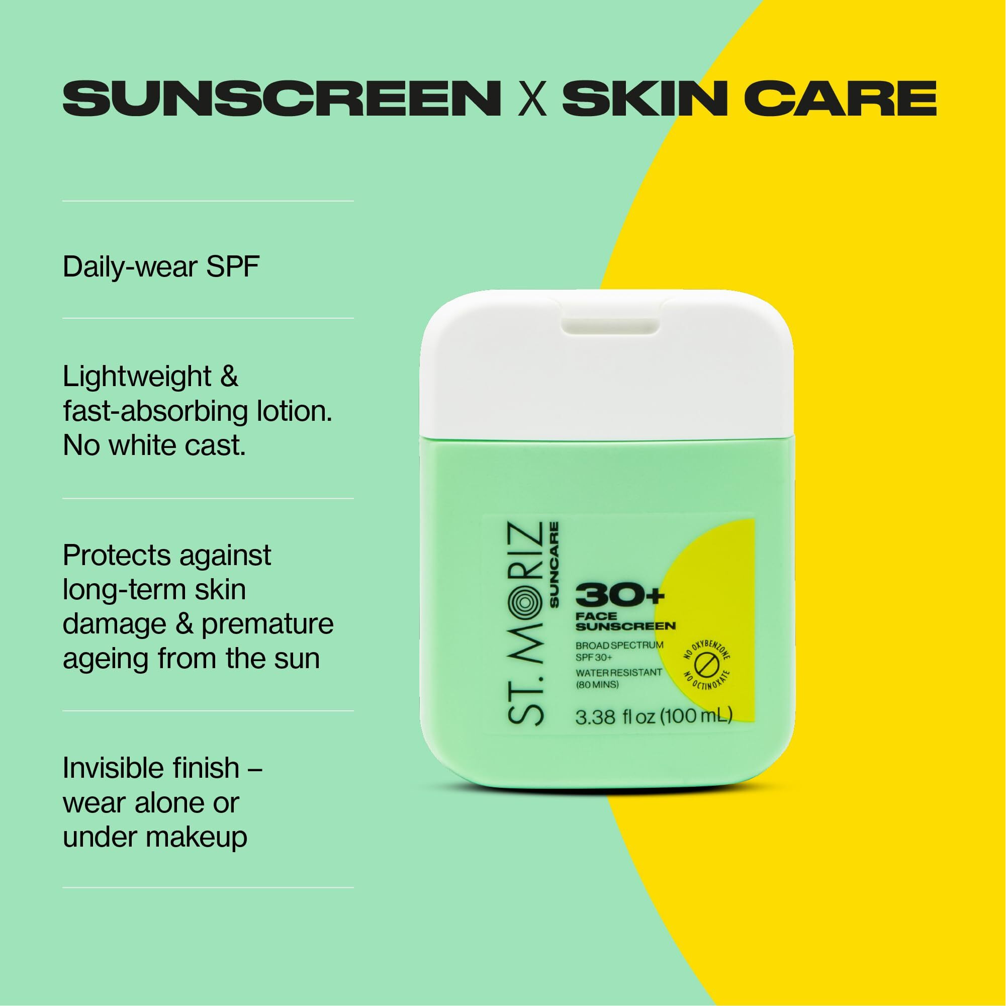 St Moriz Suncare Spf - Sunscreen - Broad Spectrum Protection Water Resistant Sunscreen Moisturizing Lotion + Vitamin E - Oxybenzone & Octinoxate Free - Vegan - Face, 30, Sun Protection Factor (Spf)