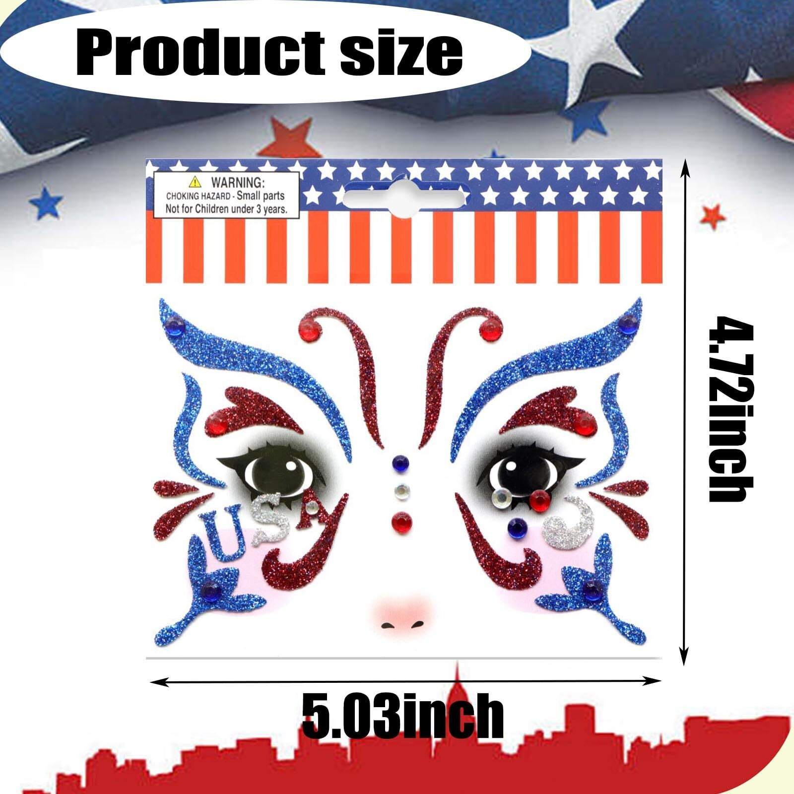 4Th Of July Face Gems Set, Glitter Usa Star Butterfly Face Temporary Tattoo Patriotic Eye Gems Face Stickers For Women, Body Eyes Jewels Stick On Face For Independence Day Party Festival Accessories