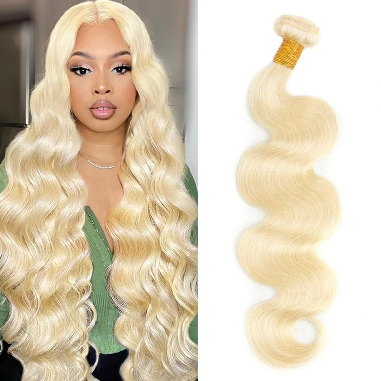 613 Bundles Blonde Bundles Human Hair 14 Inch 613 Body Wave Bundles 100% Unprocessed 12A Grade Brazilian Virgin Hair Bundles 1 Bundle Human Hair 613 Blonde Bundle Human Hair Extensions For Women