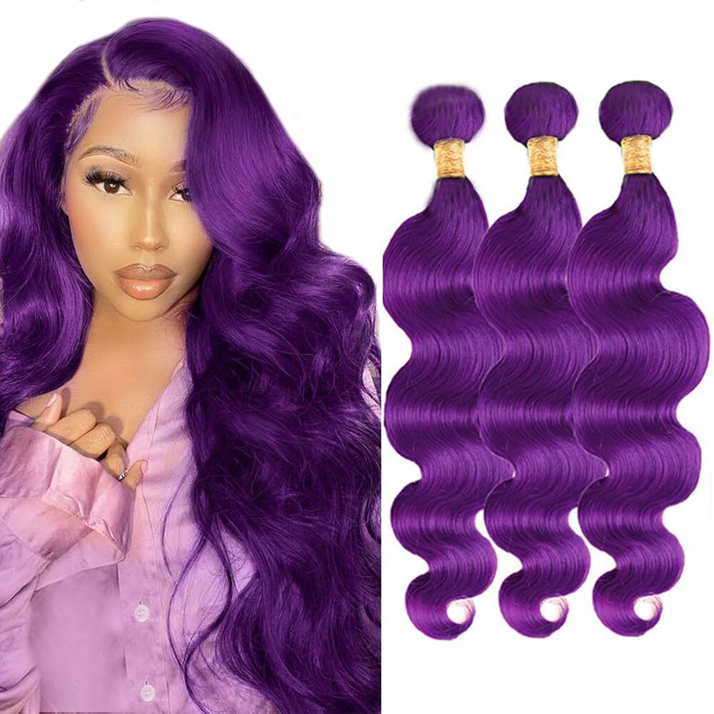 28 30 32 Inch Dark Purple Human Hair Bundles Purple Body Wave Bundle Honey Purple Bundle Brazilian Unprocessed Virgin Soft Hair Extensions 300G