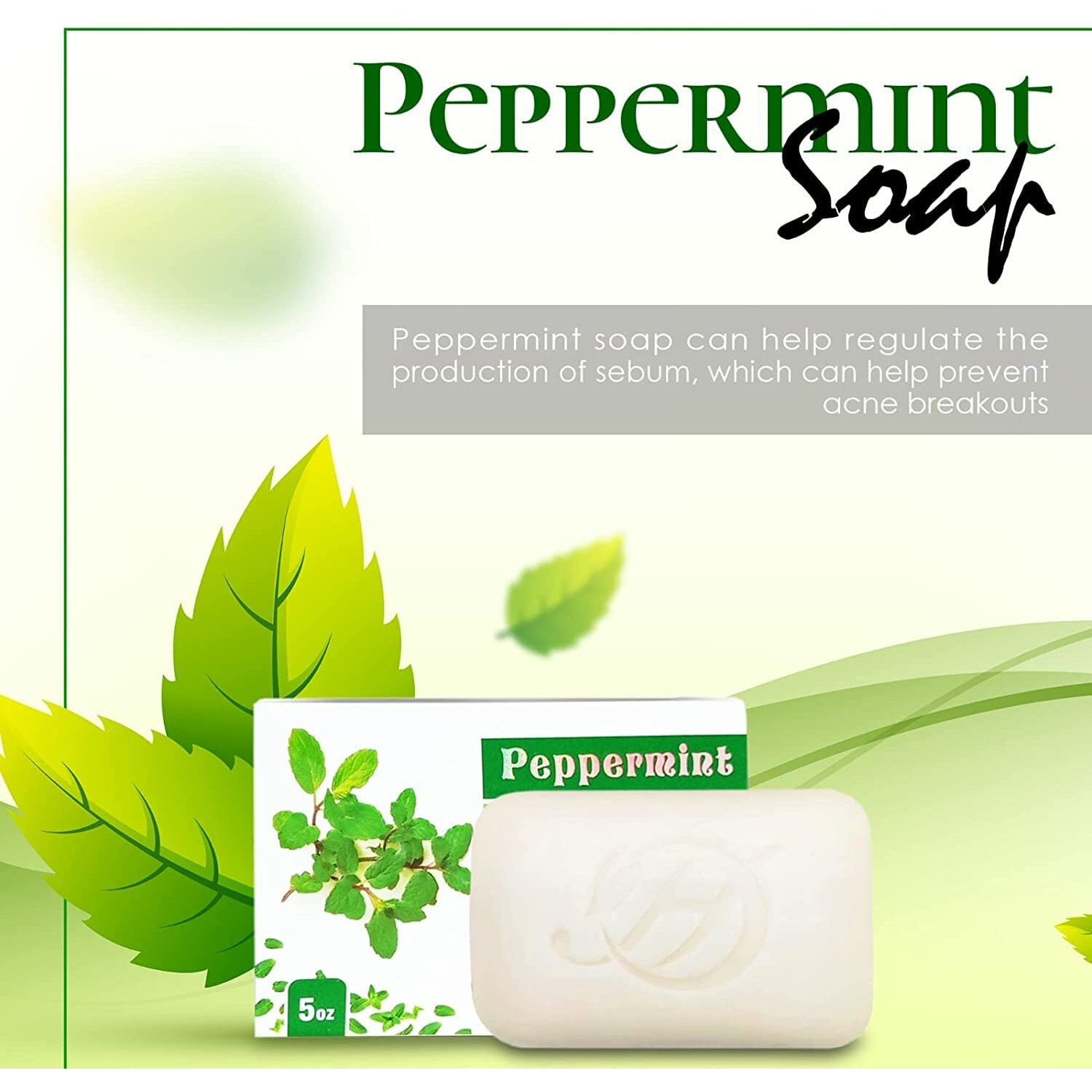 Herboganic Peppermint Herbal Soap | Pack Of 3 Of 5Oz Soap Bar | Natural Bar Soap For Face And Body | Hydrating And Nourishing | Suitable For Men And Women
