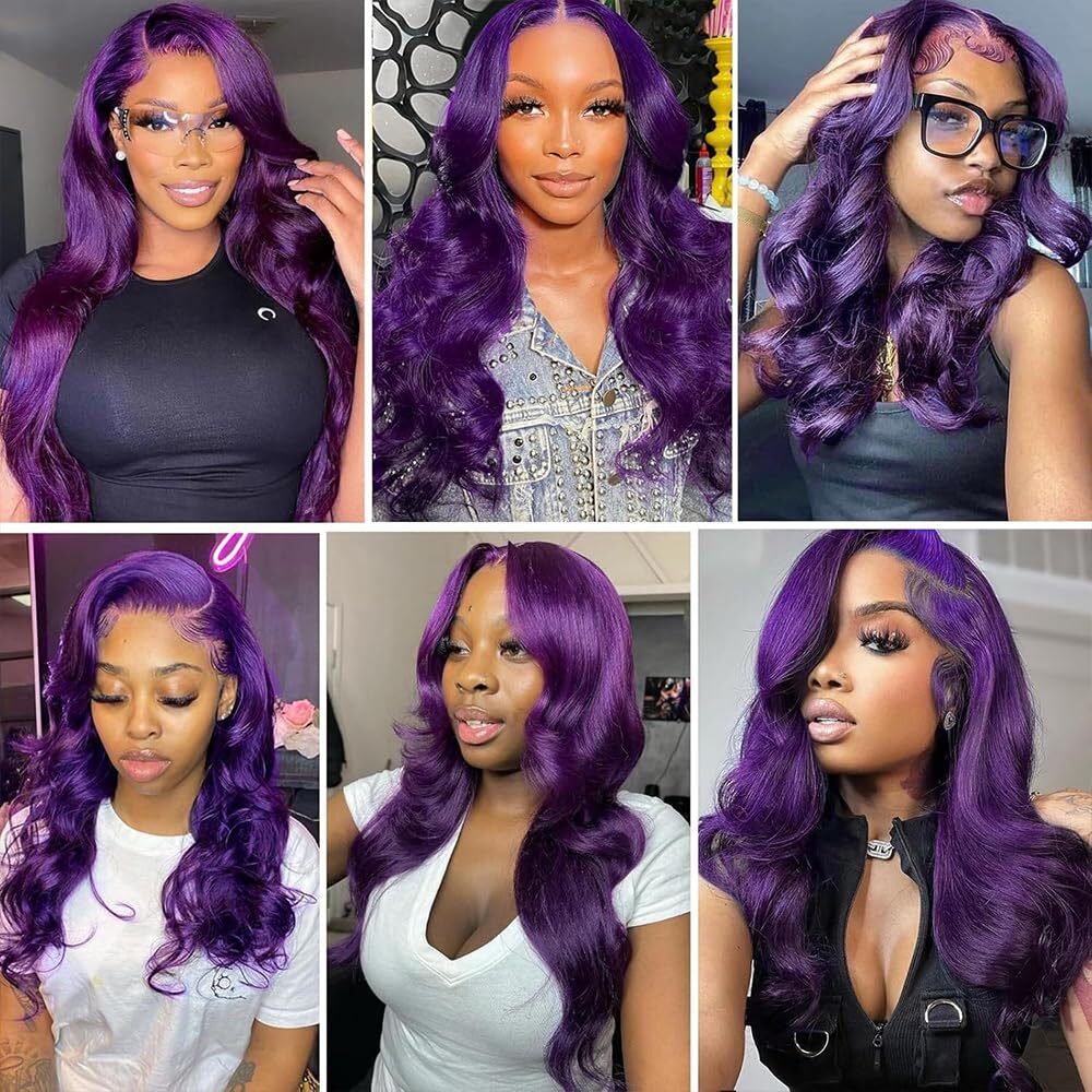 Purple Human Hale Bundles Color Purple Body Wave Bundle Brazilian Unprocessed Virgin Hair 3 Bundles 16 18 20 Inch Dark Purple Bundle Hair Extensions