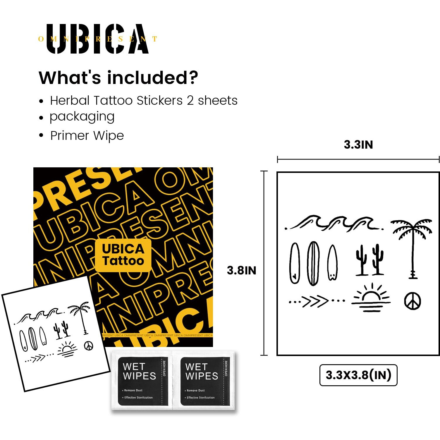 Ubica Semi Permanent Tattoos For Women & Men, 2 Sheets Small Temporary Fake Tattoo Palm Tree, Lasts 7-15 Days Water-Resistant, Realistic Design For Hand&Finger, Non-Reflective Body Art Stickers