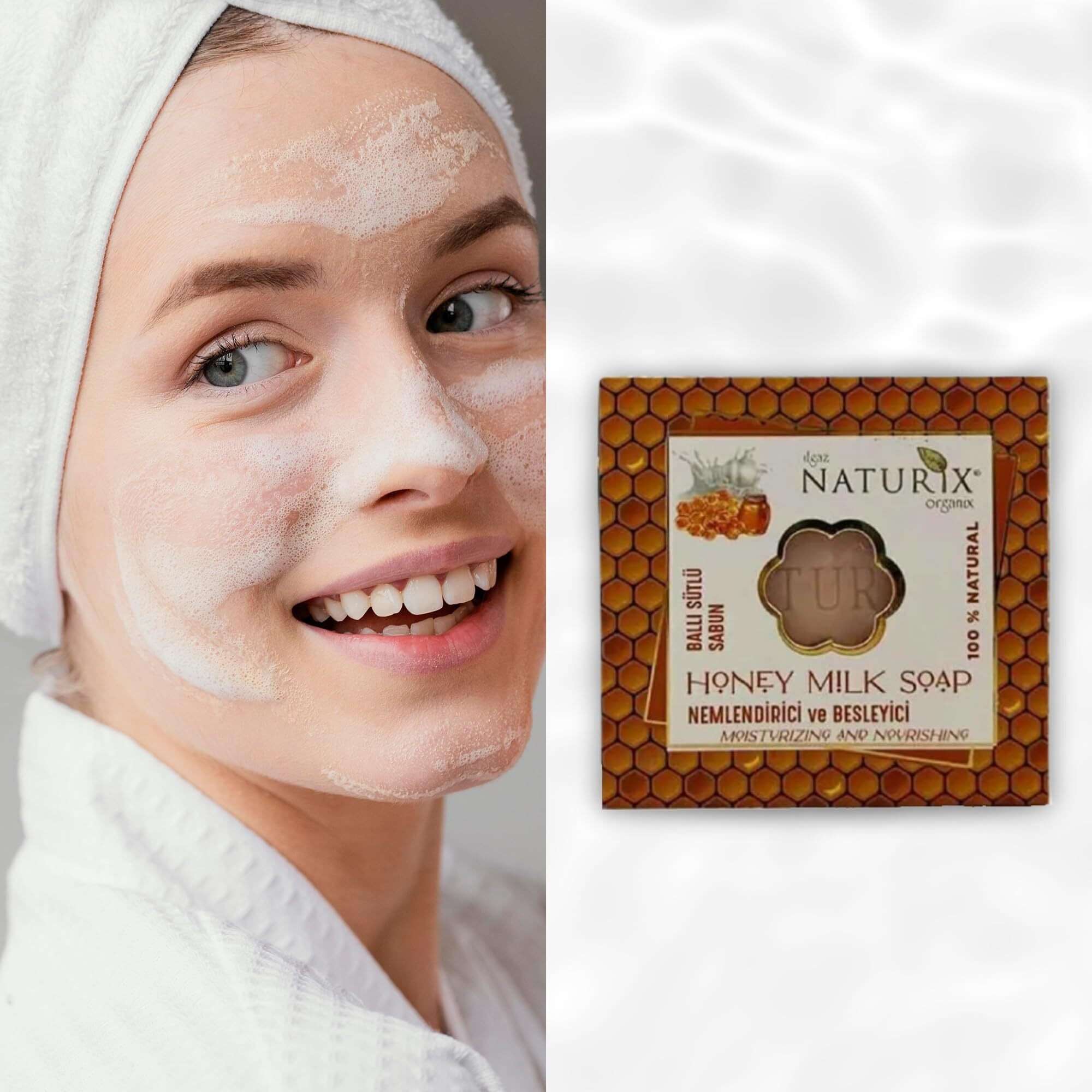Limopa Organic Bar Soap Moisturizing Soap Made From Natural Oil | Hair Hand Face Body Bath Wash | Skin Care Cleanser Shampoo (Honey Milk)