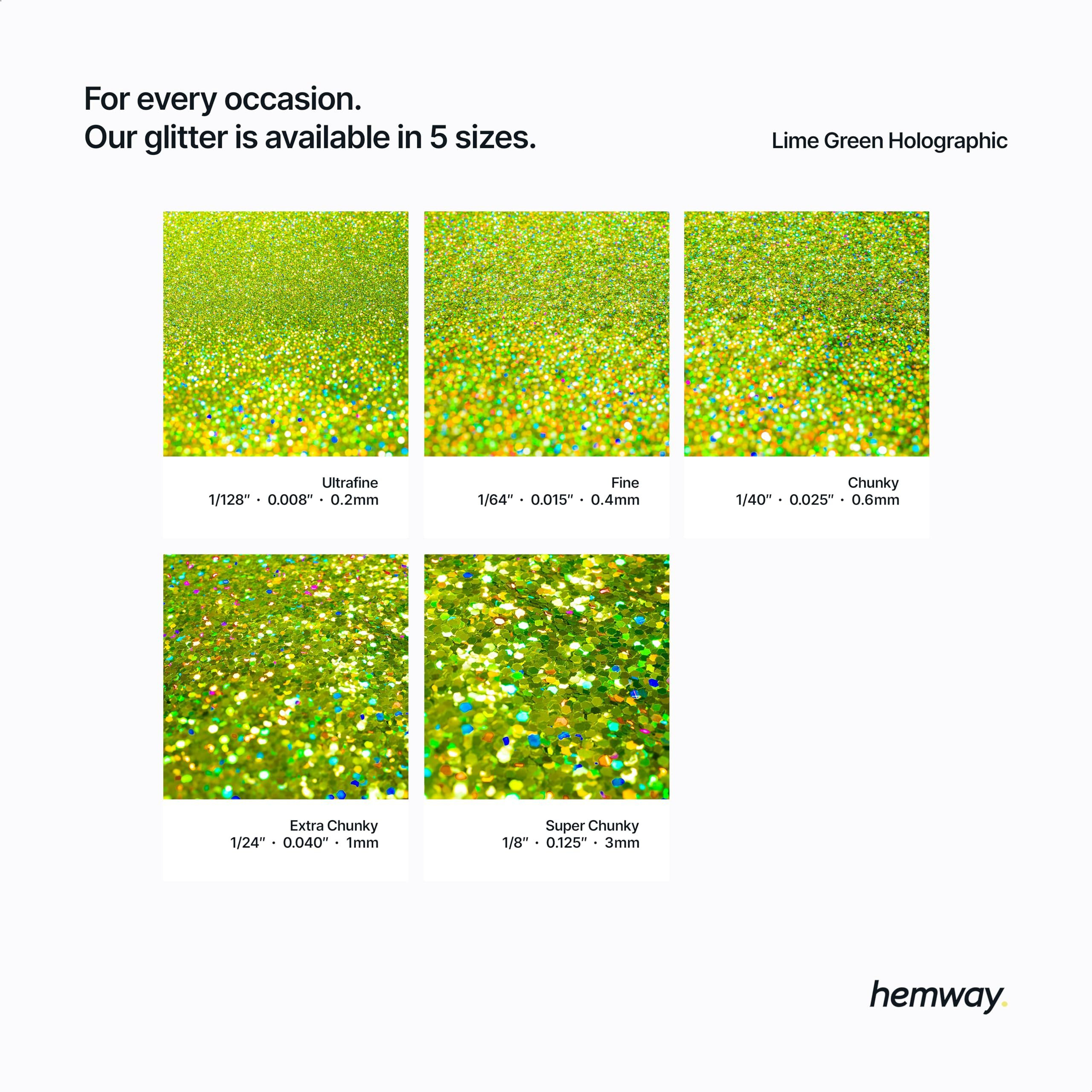 Hemway Eco Friendly Biodegradable Glitter 100G / 3.5Oz Bio Cosmetic Safe Sparkle Vegan For Face, Eyeshadow, Body, Hair, Nail And Festival - Ultrafine (1/128"" 0.008"" 0.2Mm) - Lime Green Holographic