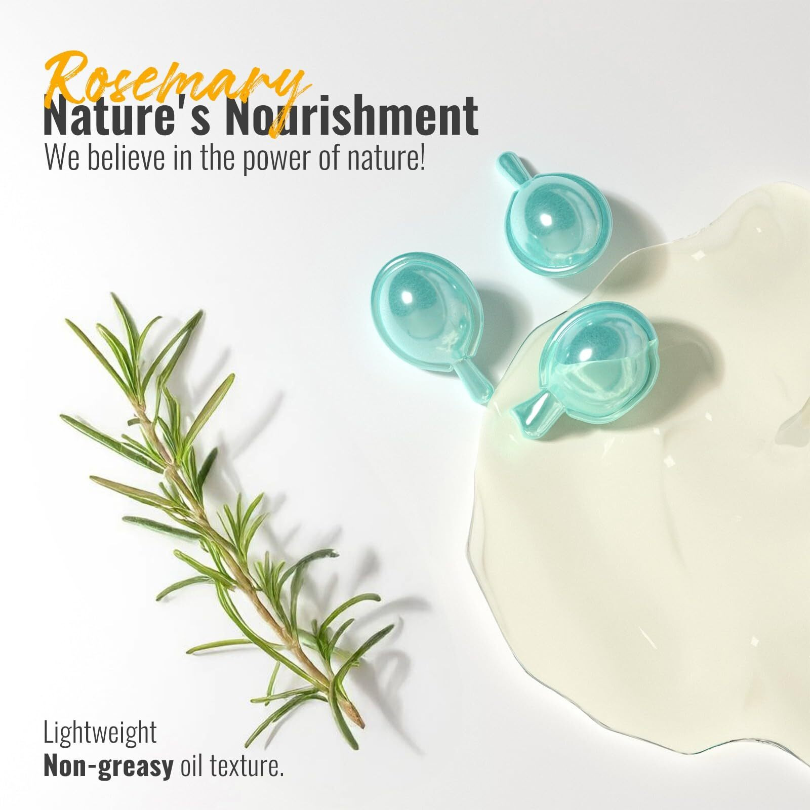 Frencciga Rosemary All Over Oil Capsules, Rosemary Oil Serum Locking In Moisture & Nourishes For Hair, Scalp, Face & Body 50 Capsules